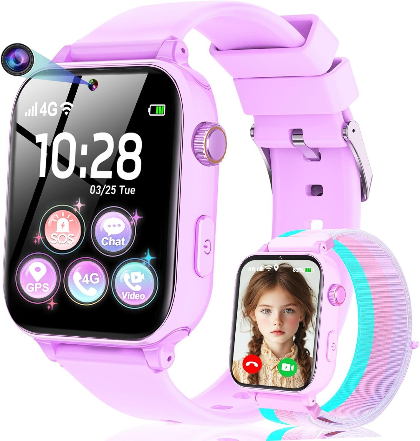 CATGIFF A22 Smartwatch (3,9 cm, sim-karte), Kinder Smartwatch GPS 4G