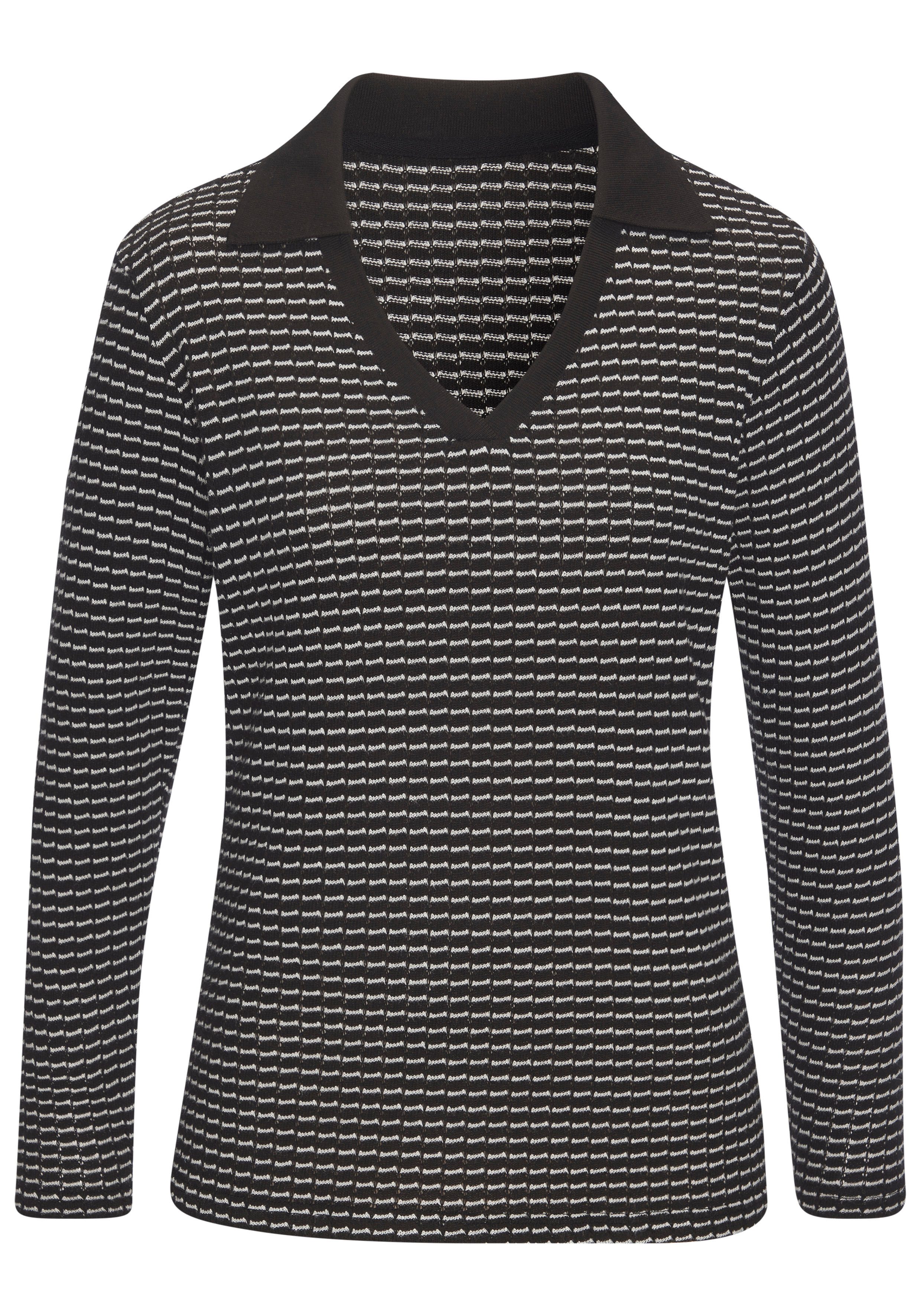 Vivance Langarm-Poloshirt aus strukturierter Strickqualität schöne Strick-Qualität