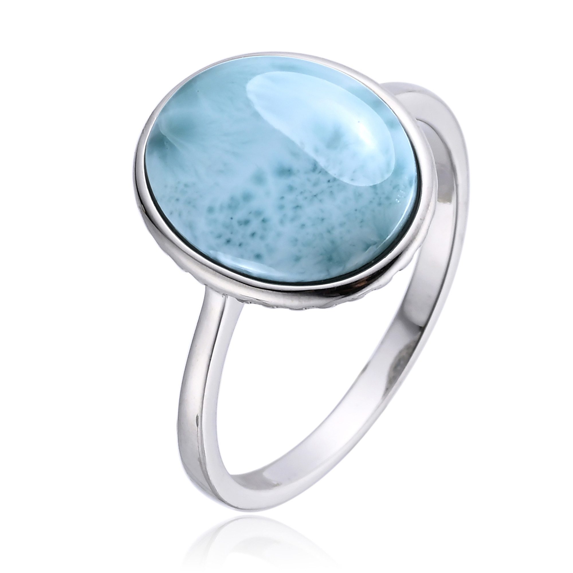 Cavill Solitärring Larimar Ring 4,94 ct Ovaler Cabochon 925er Silber Damen blau (1-tlg)