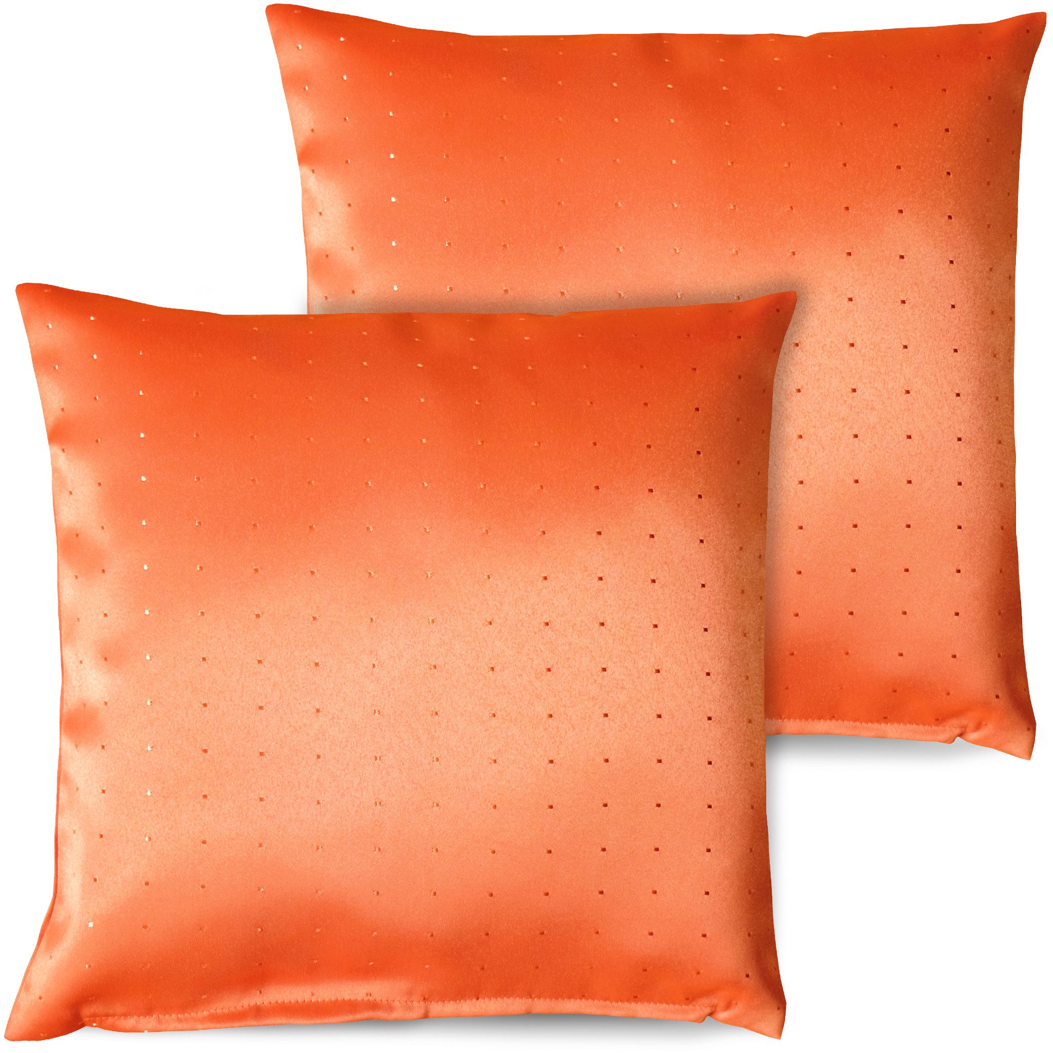 matches21 HOME & HOBBY Kissenbezüge 2er Set Kissenhülle 40x40 cm orange mit Reißverschluss als Deko, (2 Stück), Zierkissen-Bezüge einfarbig für Sofa-Kissen, Couch-Kissen