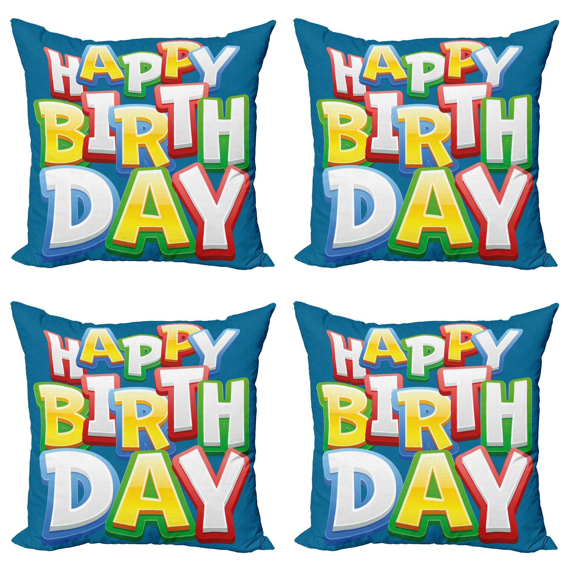 Kissenbezüge Modern Accent Doppelseitiger Digitaldruck, Abakuhaus (4 Stück), Geburtstagsparty Geburtstags-Beschriftung | Kissenbezüge