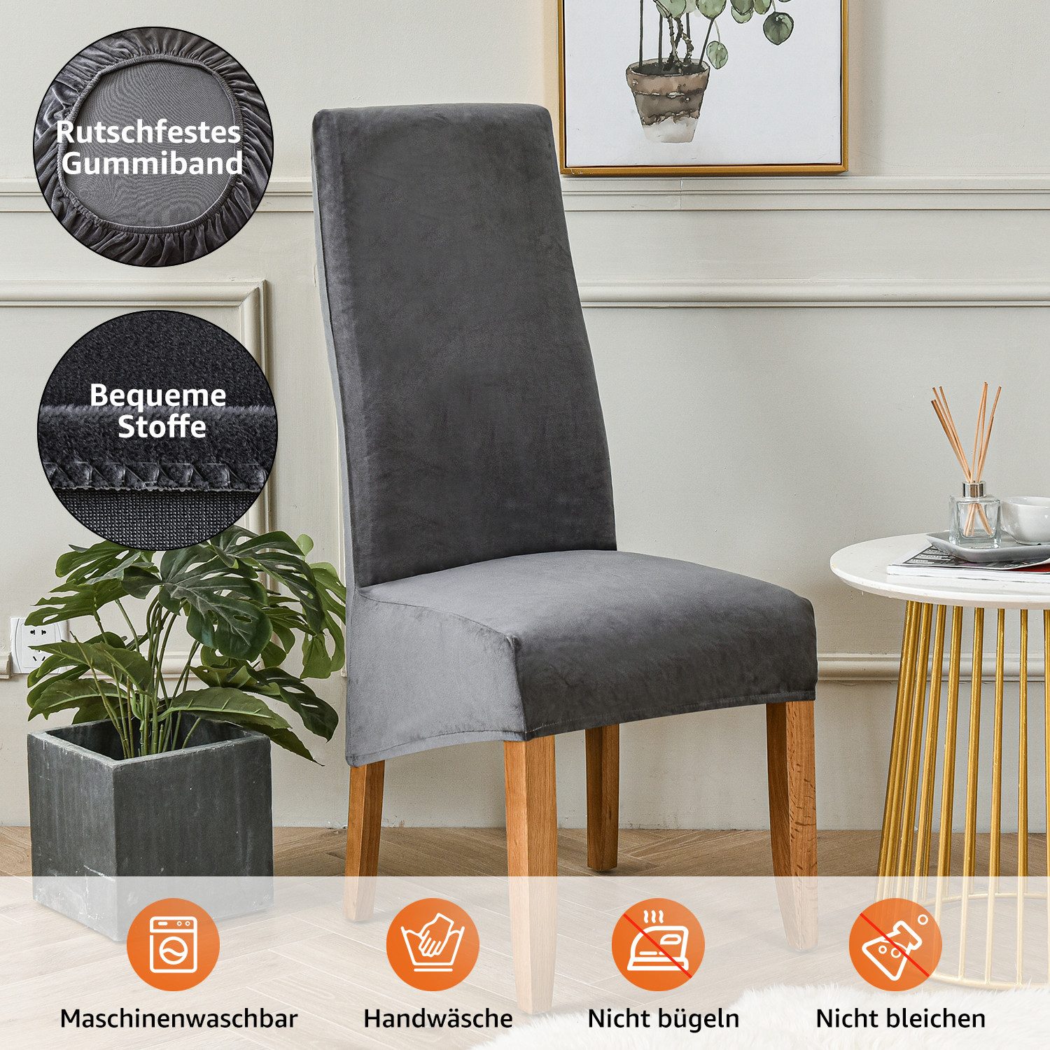 Simloveve Stuhlhusse Velvet Stretch Esszimmerstuhl Hussen günstig online kaufen