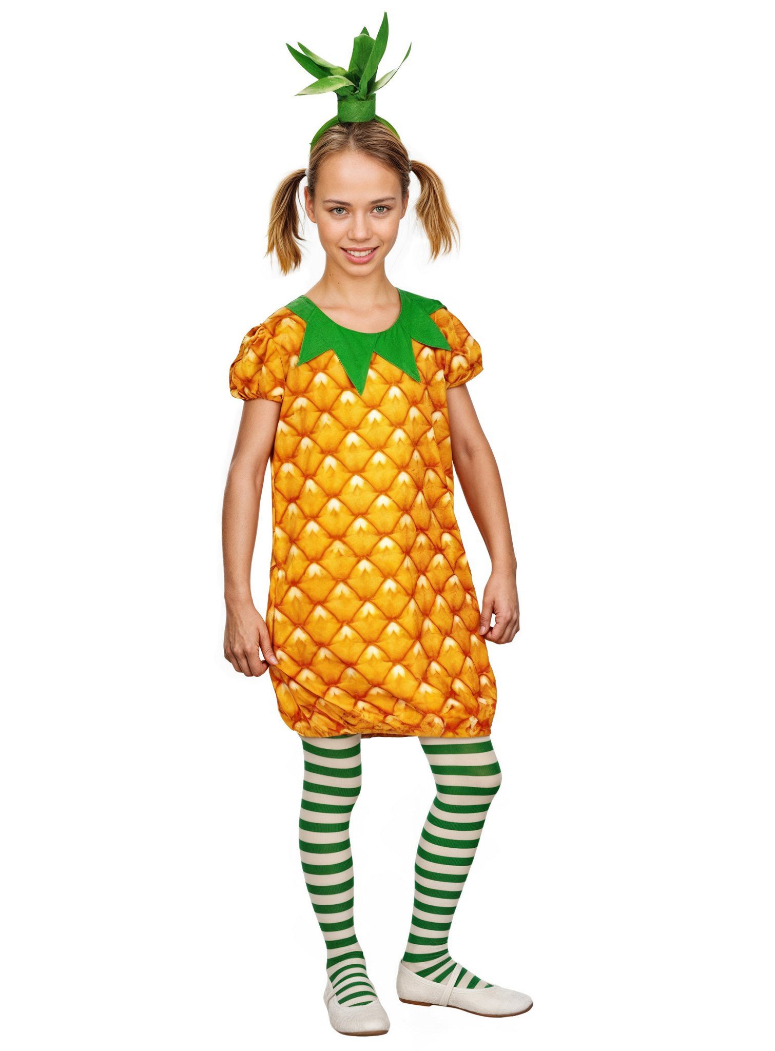 Metamorph Lebensmittel-Kostüm Ananas Kleid 2tlg. Fasching Karnevalskostüm Kinder, Wie süß: Südfrüchte zum Überziehen