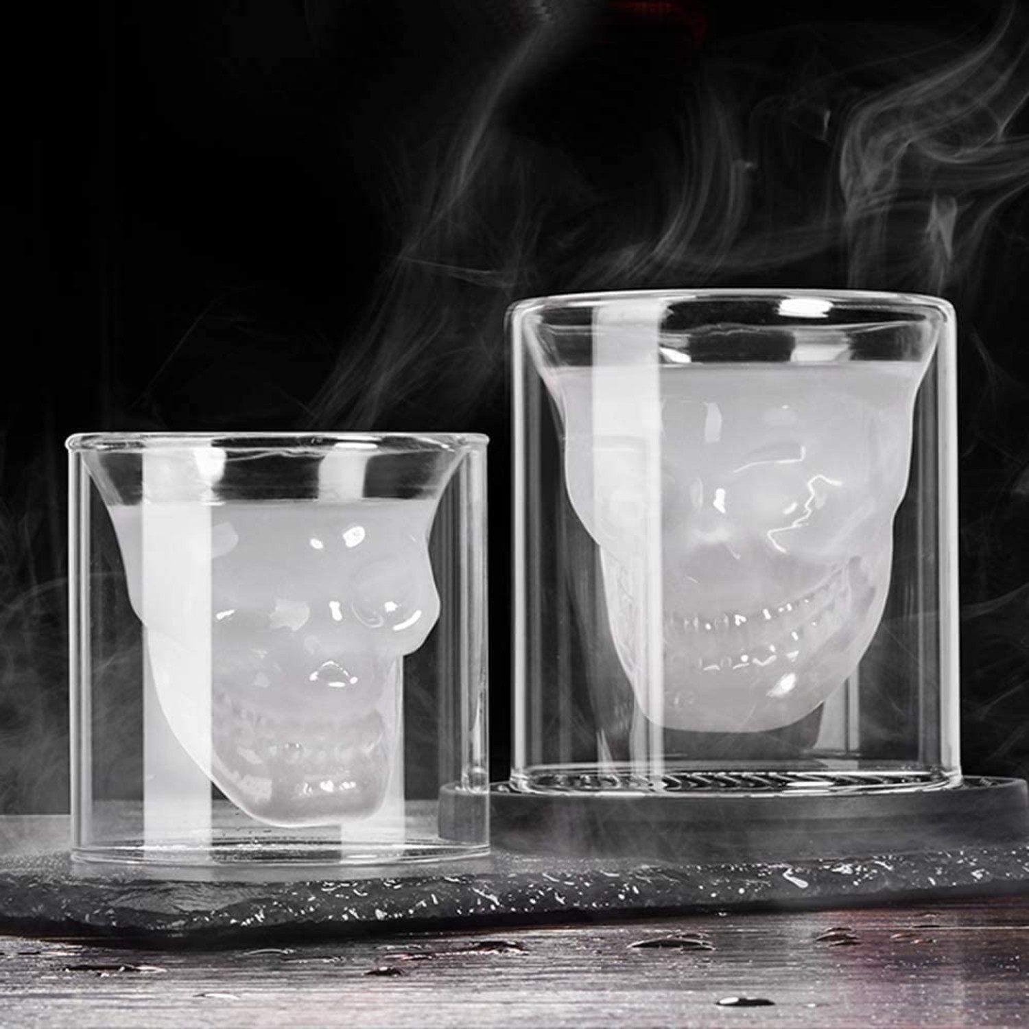 Geschenkehöhle Gläser-Set 3D Totenkopf Kristall Gläser Set für Getränke I Skull Head Shot Glas, 1-tlg., wahlweise 1x 80 ml oder 2x 25 ml, Spülmaschinenfest & detailverliebt