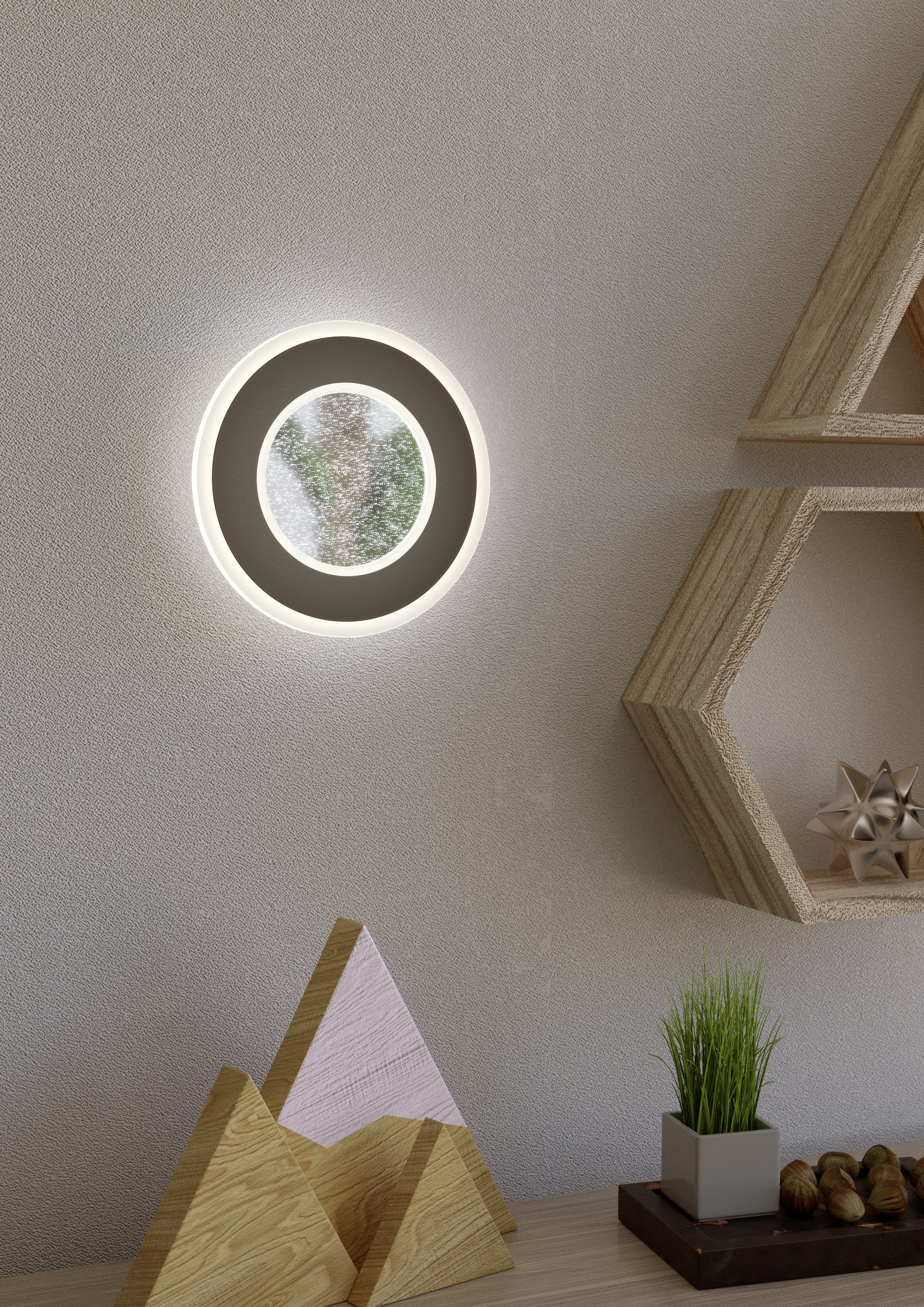 EGLO Wandleuchte MACCHIONI Wandlampe - Stahl, Kunststoff - LED - 12W - IP20, LED fest integriert, Neutralweiß, Wandstrahler, Wandspot, Wohnzimmer, Flur, Ø20 x AL4,5 cm