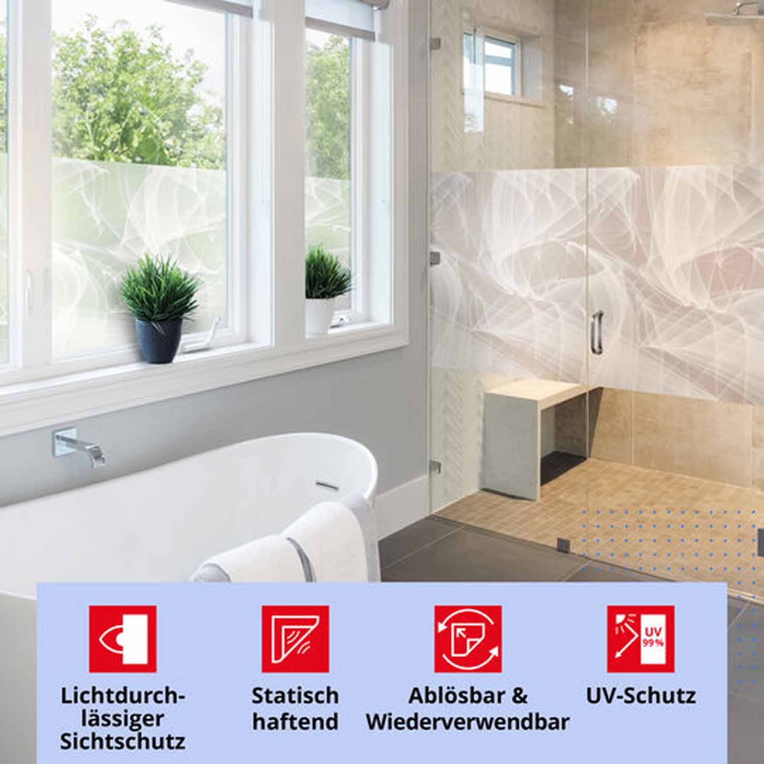 d-c-fix Fensterfolie Murano Sichtschutzfolie selbsthaftend Deko Folie für Fenster innen, Glatt, Statisch haftend - Rückstandslos entfernbar & wiederverwendbar – Bild 3 von 5