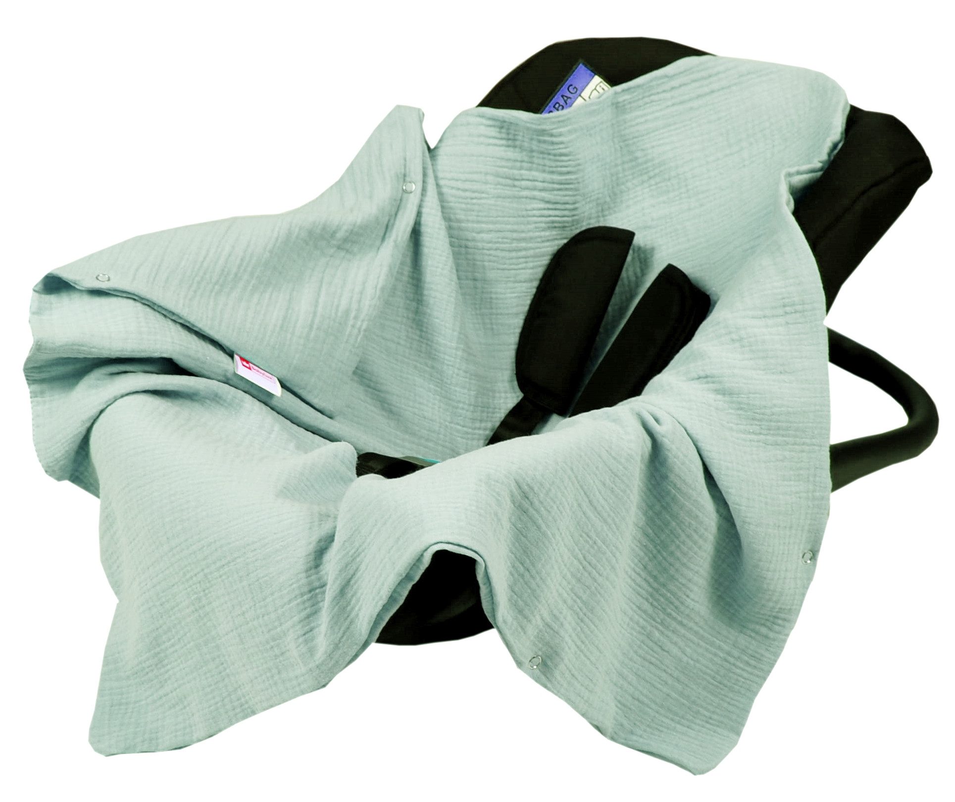 BabyLux Babyschale Einschlagdecke Babyschale Autositz Babydecke 80x80 cm aus Musselin, Grün_Hell_80x80