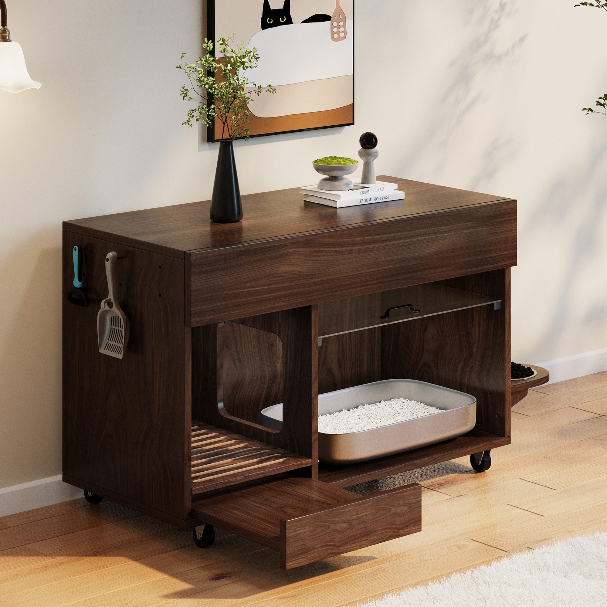 HAUSS SPOLE Tierhaus Bewegbarer Katzenkloschrank Katzenhaus mit Sandauffang günstig online kaufen