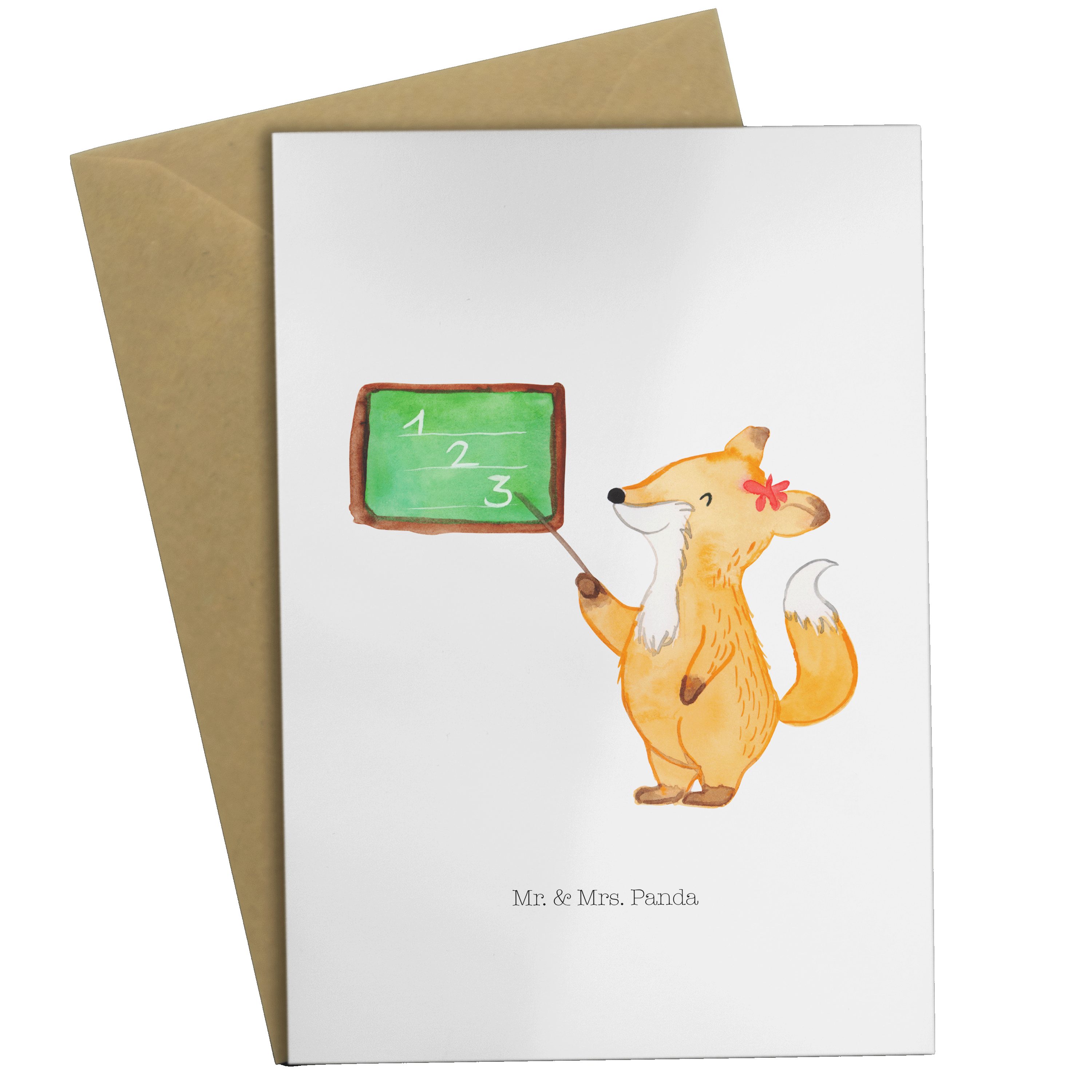 Weiß Grußkarte - Mrs. Gute Geburtstagskarte, & Geschenk, Lehrerin Fuchs - Tiermotive, Panda Mr.