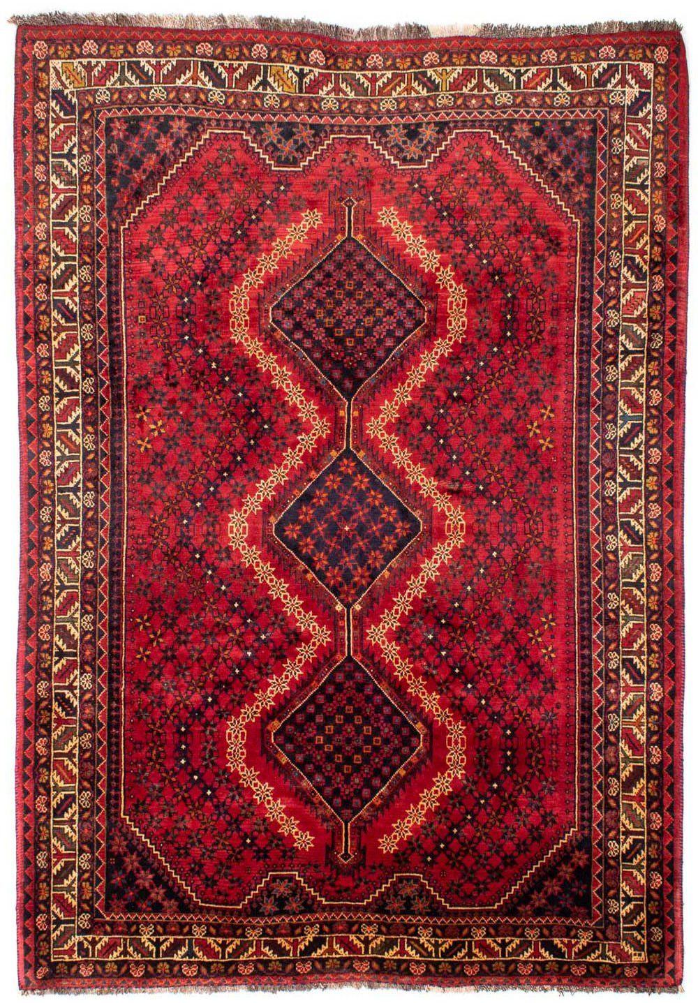 mm, Medaillon Shiraz Unikat x mit Wollteppich 10 rechteckig, Rosso Zertifikat cm, 298 Höhe: 208 morgenland,