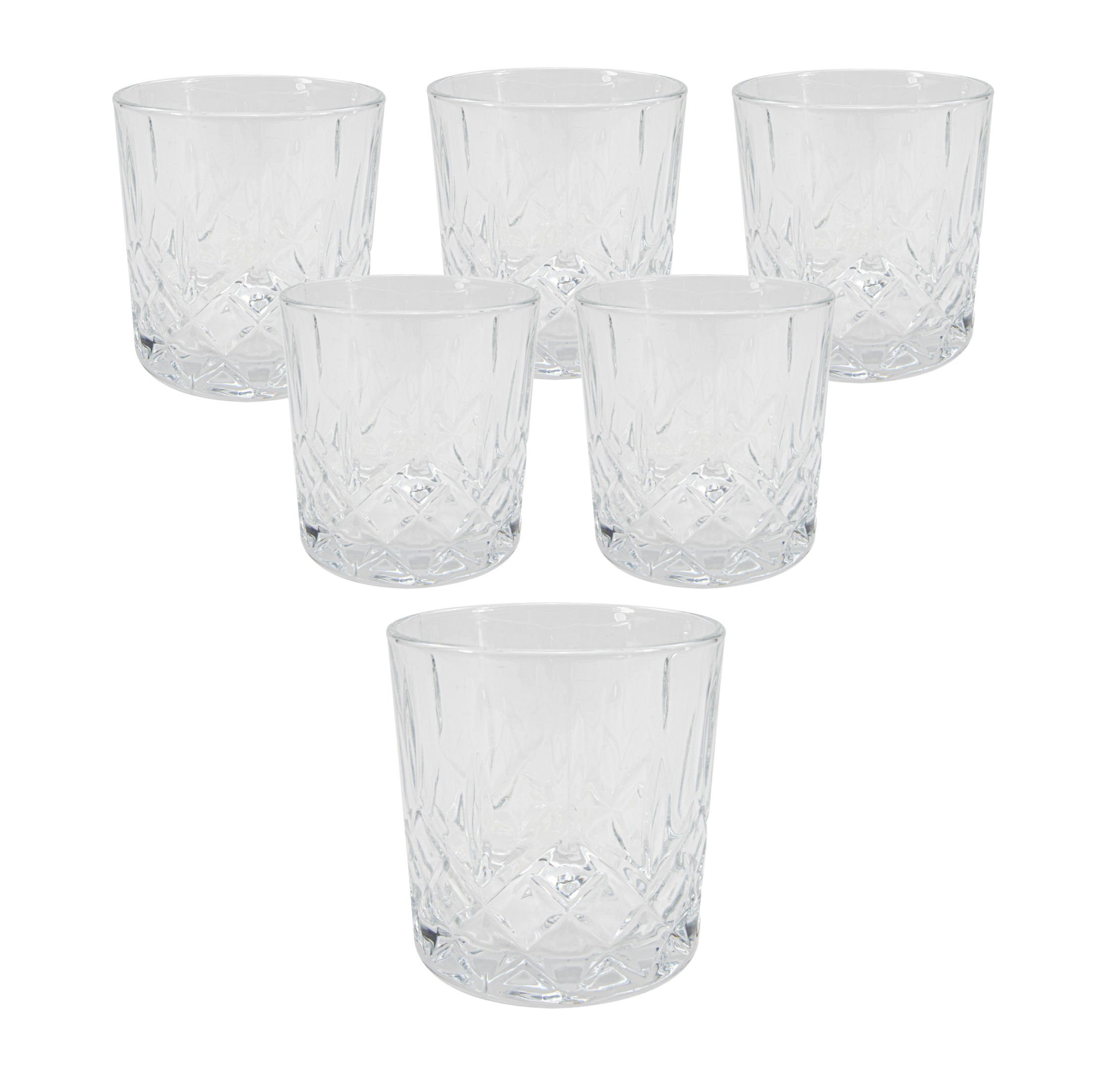 Spetebo Gläser-Set Wasser Gläser 355ml - 6er Set, Glas, Trinkgläser mit Rauten Muster