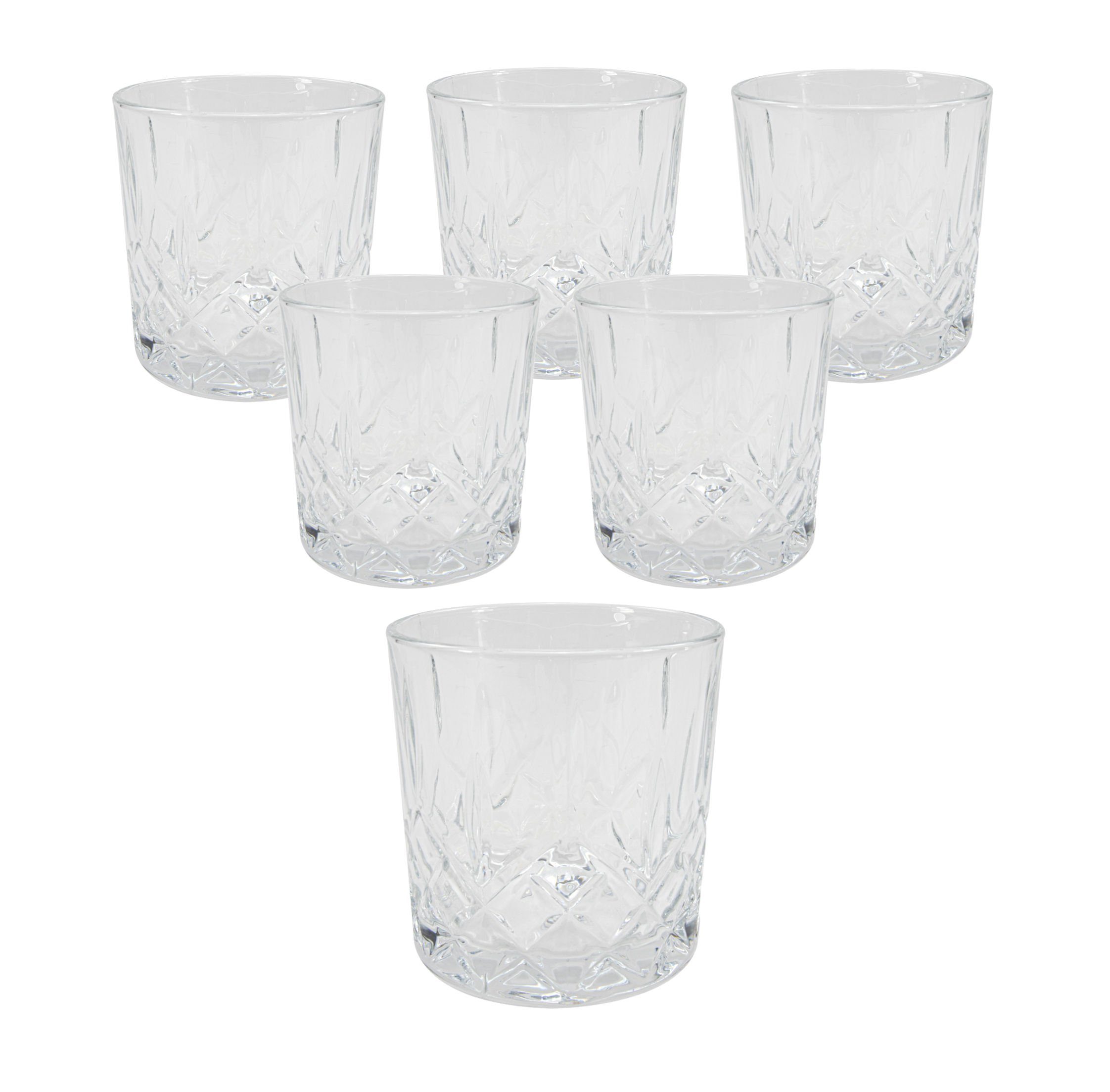 Spetebo Gläser-Set Wasser Gläser 355ml - 6er Set, Glas, Trinkgläser mit  Rauten Muster