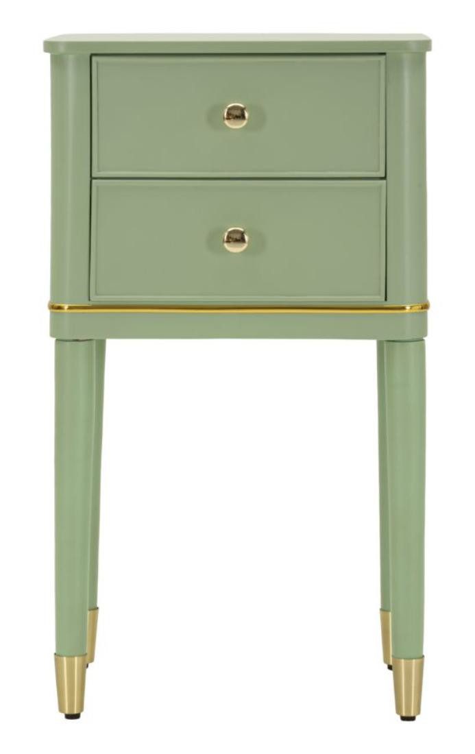 Natur24 Nachtkonsole Camille Nachttisch 40 x 71 x 30 cm MDF Pinie Eisen Grün Gold