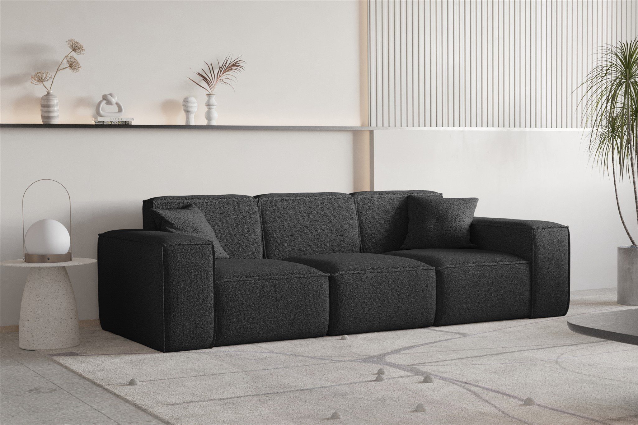 Sofa 3-Sitzer Designersofa Stoff, 2 in Zierkissen Fun Sofa Inkl. CELES Möbel PREMIUM