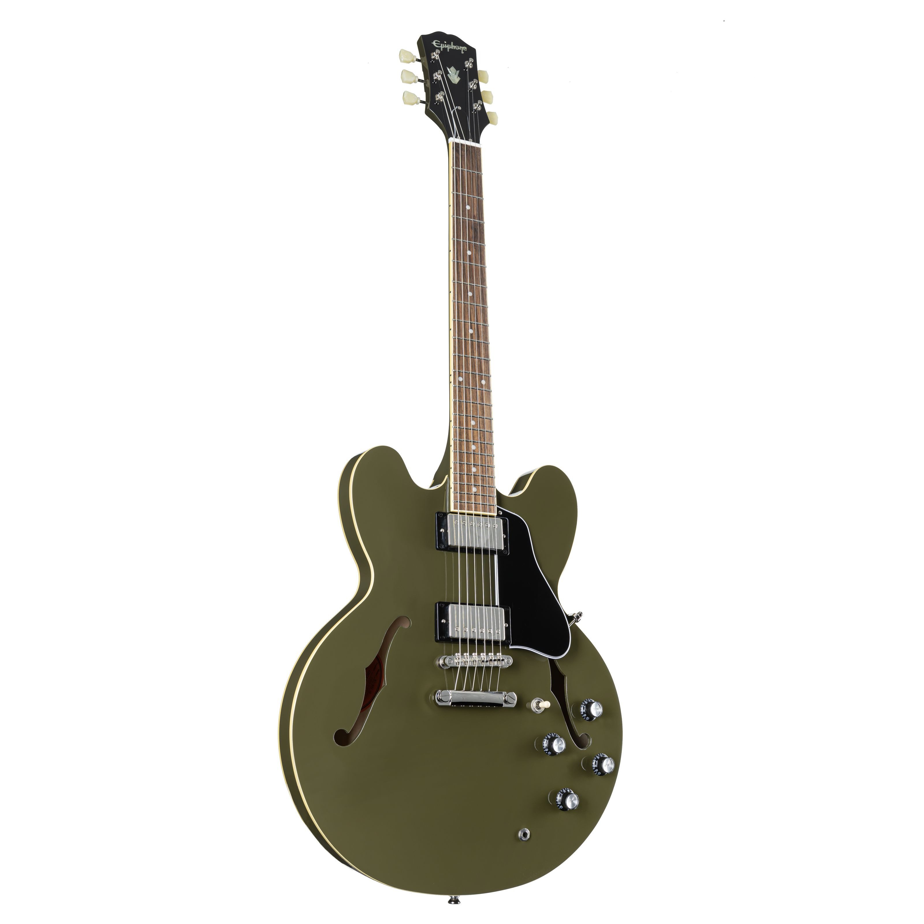 Epiphone Halbakustik-Gitarre, Halb-Akustik Gitarren, Semi Hollow-Modelle, ES-335 Olive Drab - Halbakustik Gitarre