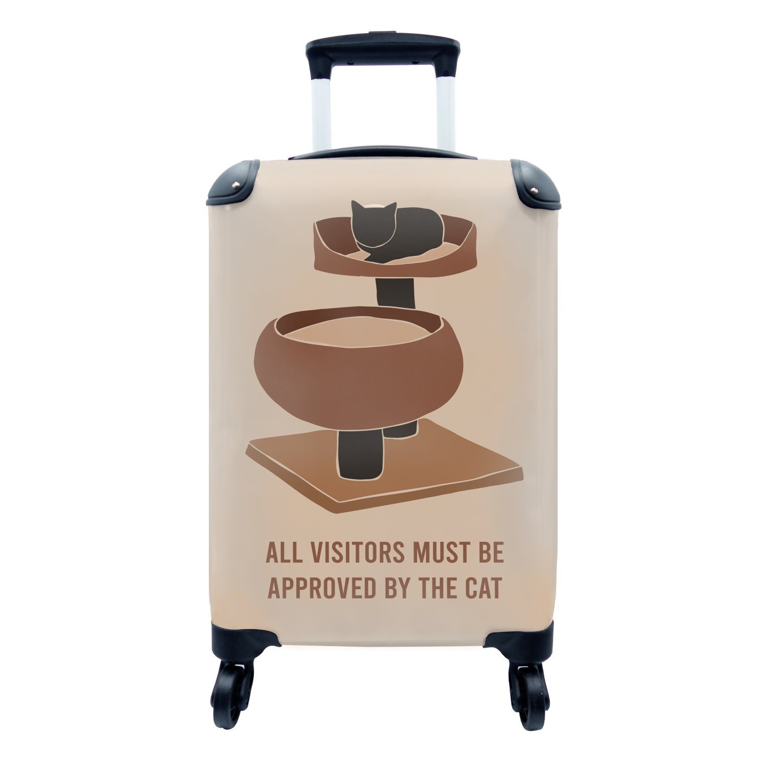 MuchoWow Handgepäckkoffer Sprichwörter - Alle Besucher müssen von der Katze genehmigt werden -, 4 Rollen, Reisetasche mit rollen, Handgepäck für Ferien, Trolley, Reisekoffer