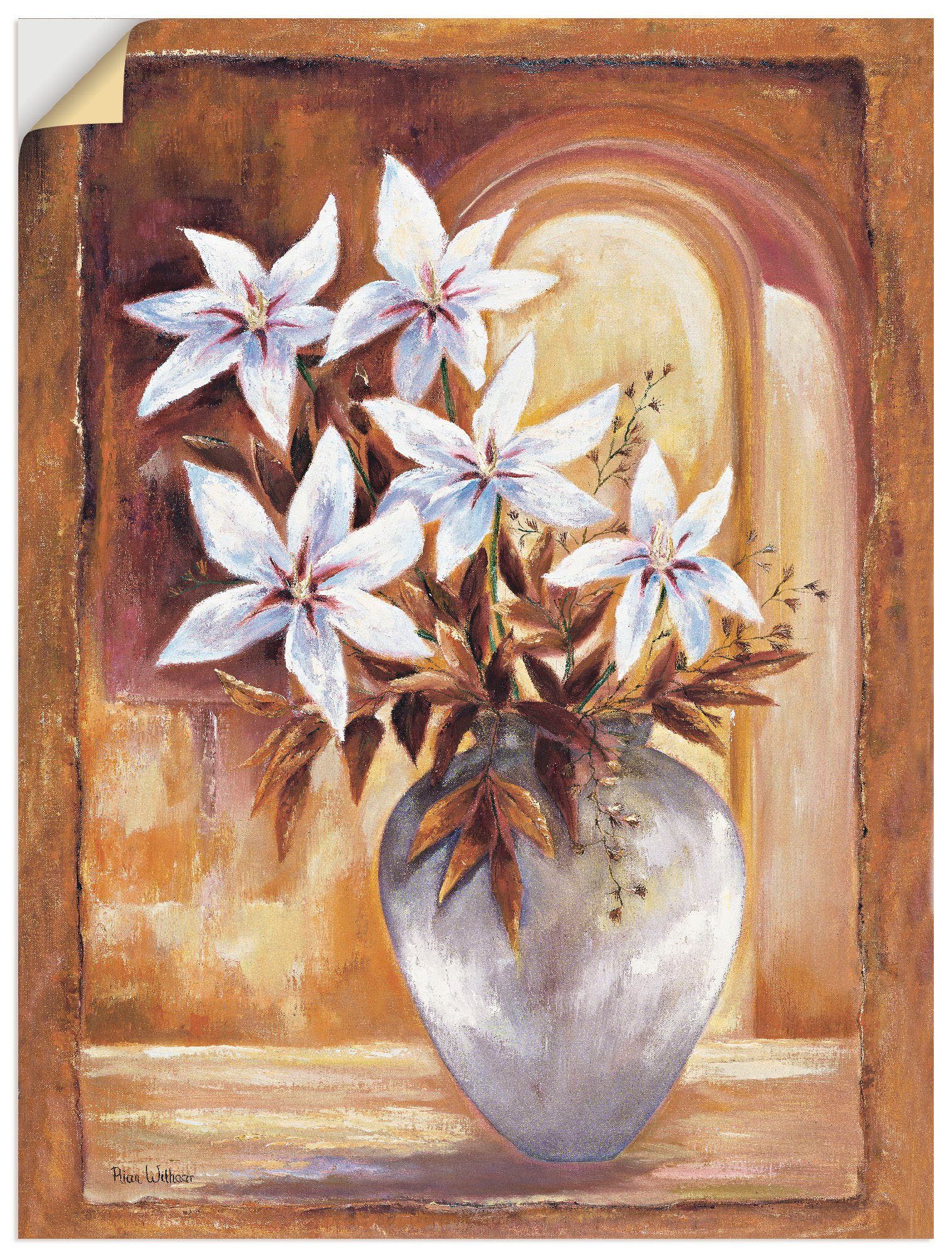 Artland Wandbild Weiße Blumen in Vase II, Blumen (1 St), als Leinwandbild, Wandaufkleber oder Poster in versch. Größen