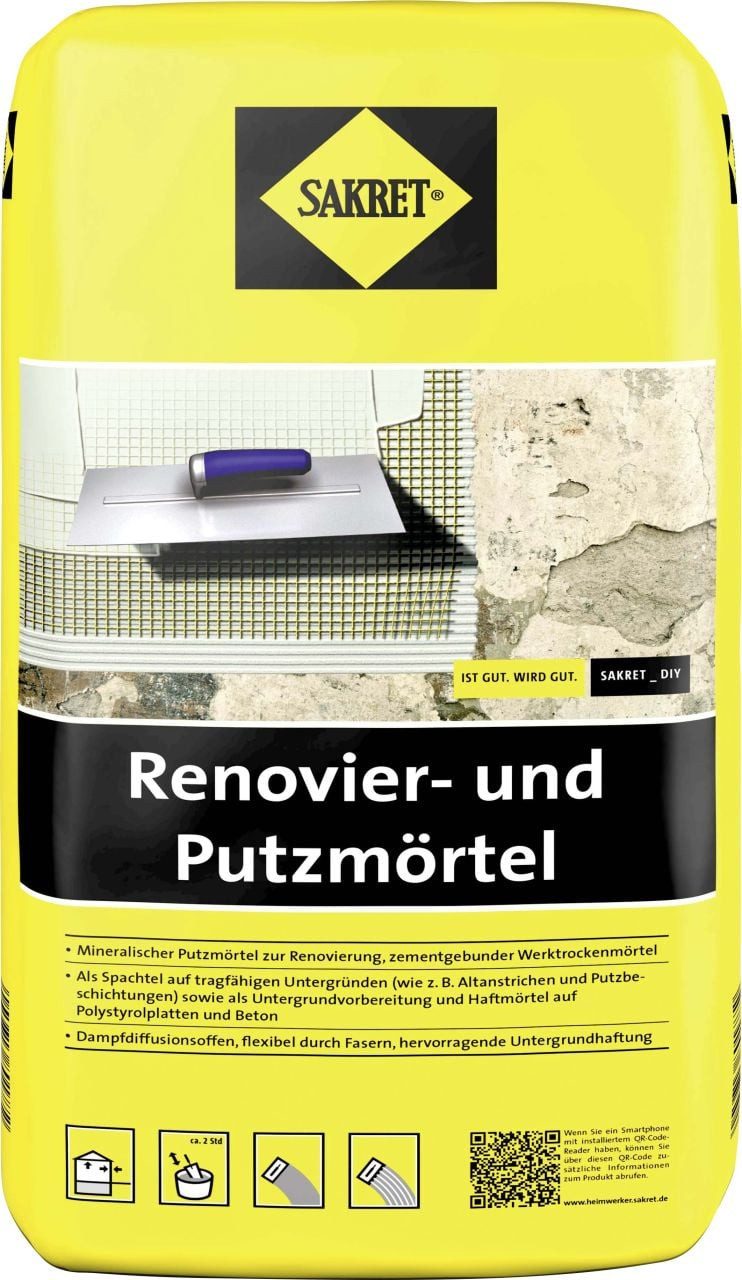 Sakret Estrich SAKRET Renovier- und Putzmörtel 10 kg Sack weiß