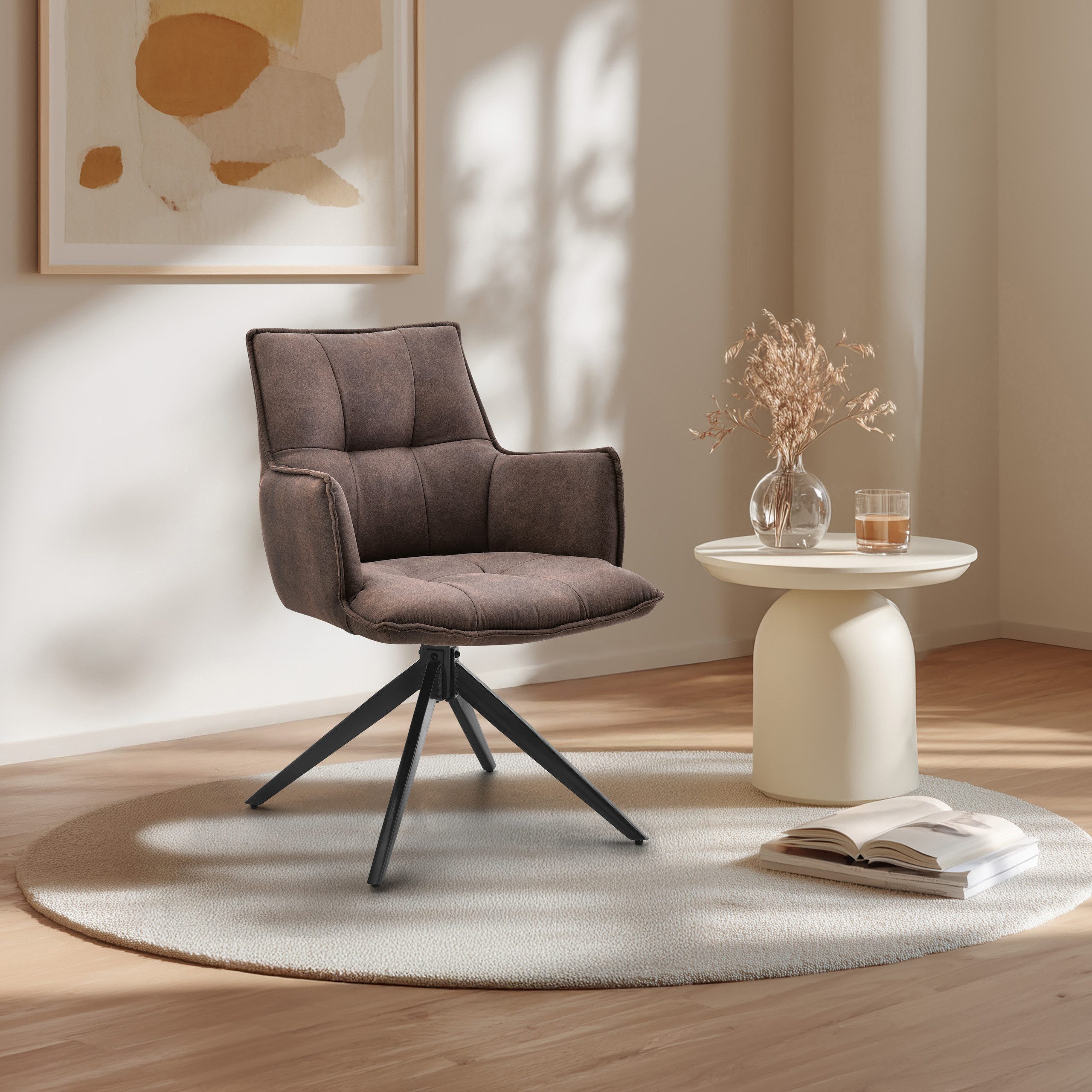 hjh LIVING Esszimmerstuhl Esszimmerstuhl Tavaro Stoff mit Armlehnen (1 St), günstig online kaufen