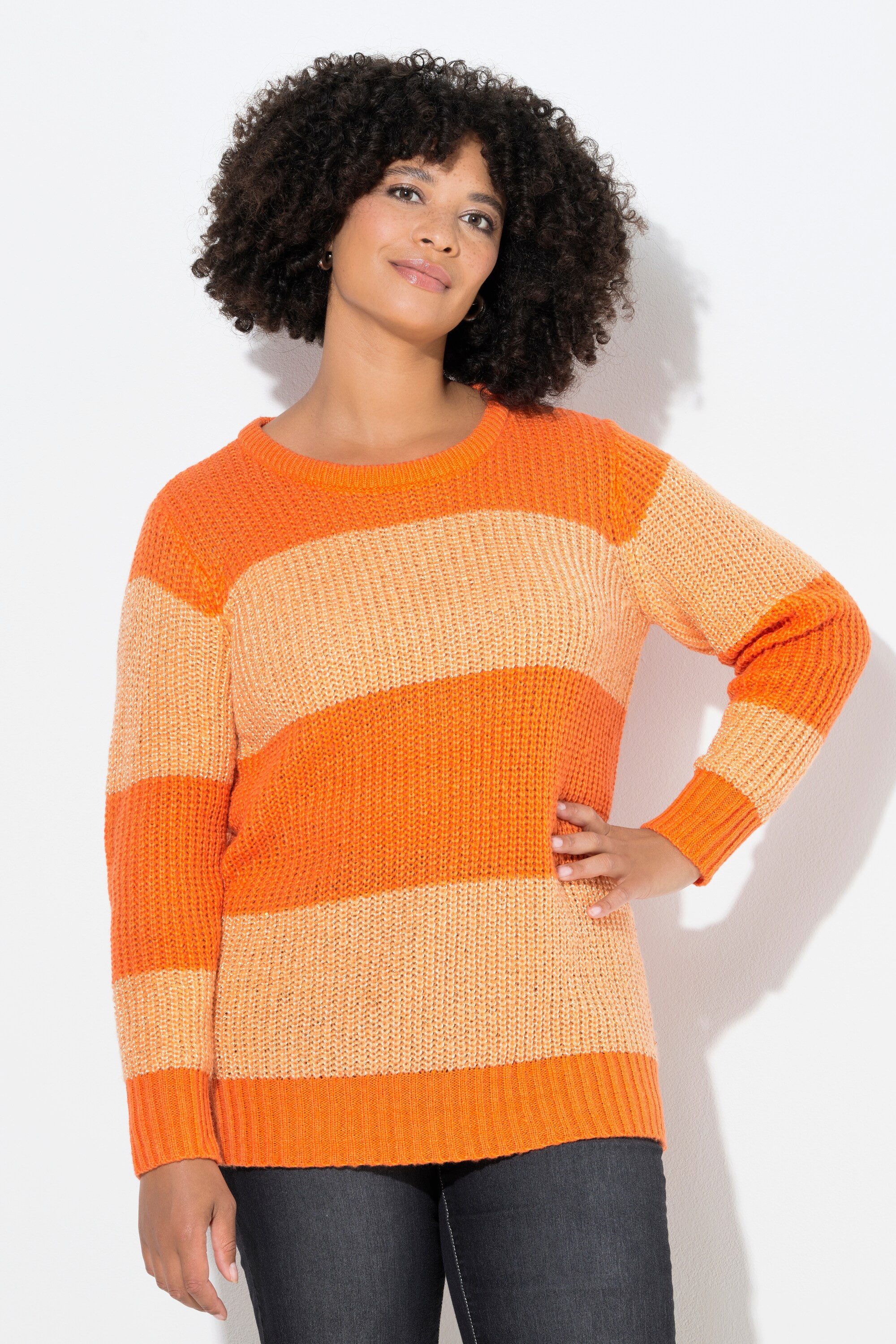 Angel of Style Strickpullover Pullover Straight Fit Blockstreifen Pailletten