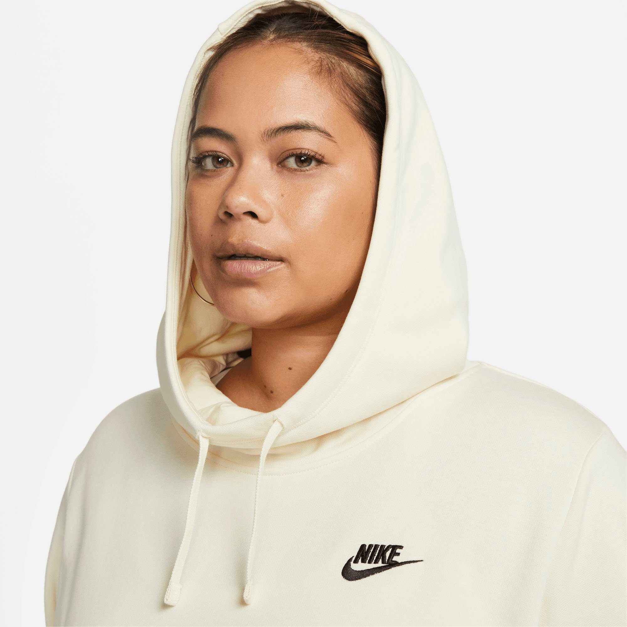 Nike W FLC Sportswear HOODIE MILK/BLACK PLUS FNL Kapuzensweatshirt COCONUT CLUB NSW