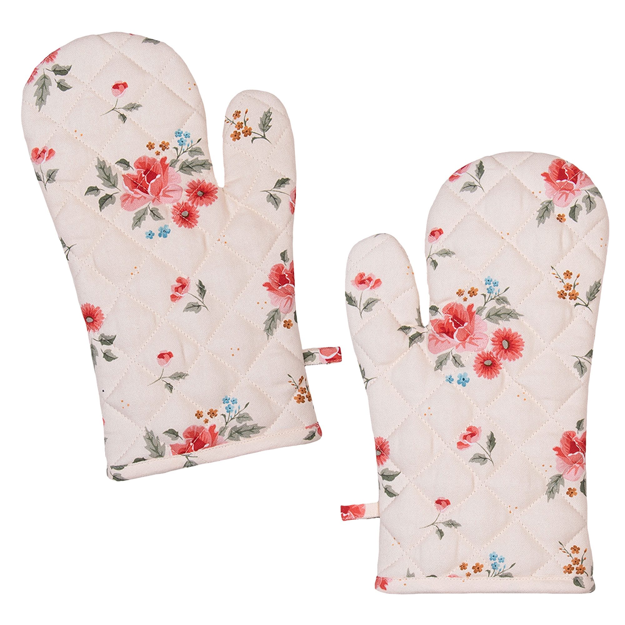 Clayre & Eef Topfhandschuhe Little Rose Collection, (Set, 2-tlg., 2-teilig), Ofenhandschuhe wattiert Größe: ca.18x30cm
