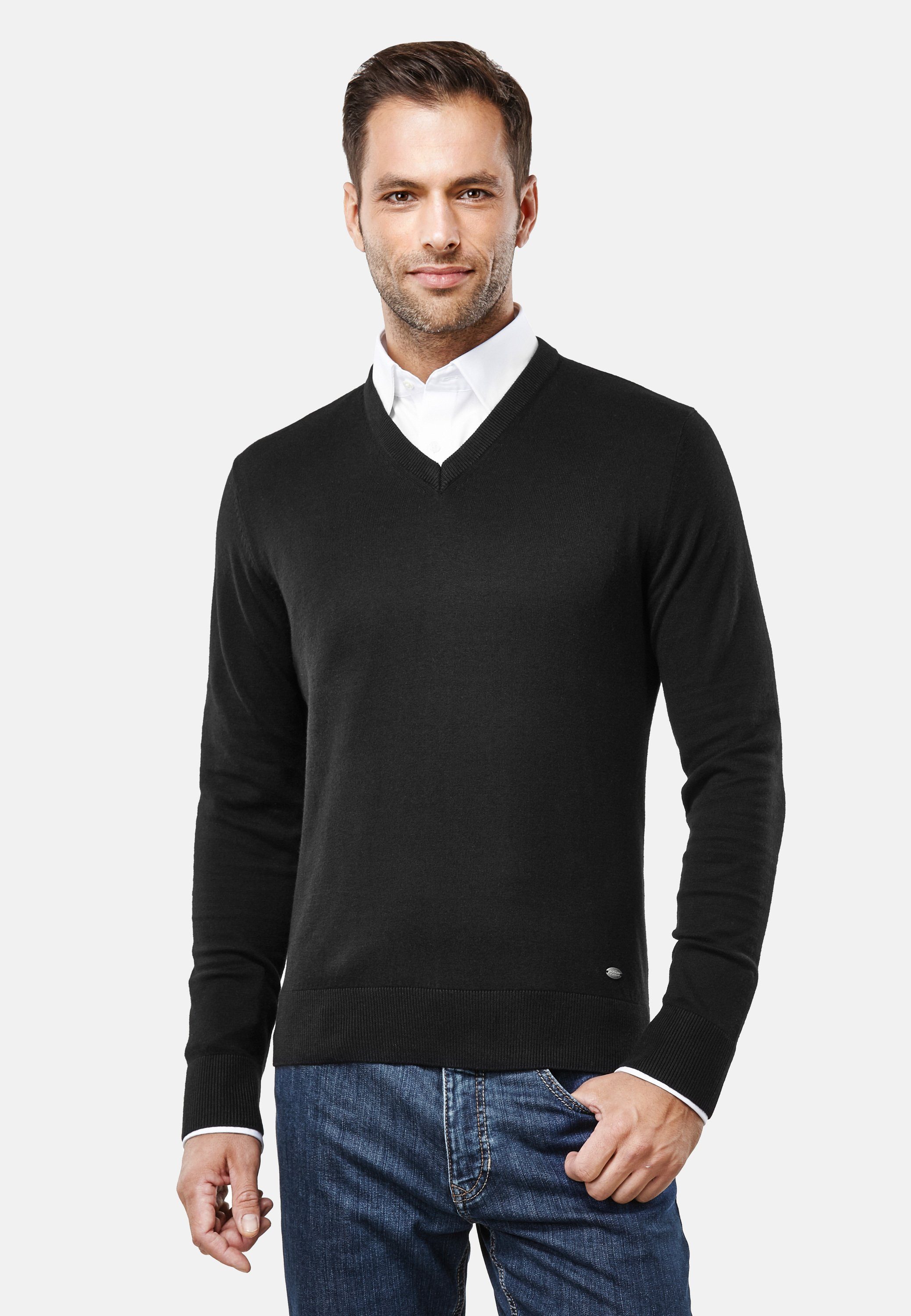 Vincenzo Boretti V-Ausschnitt-Pullover tailliert V Neck