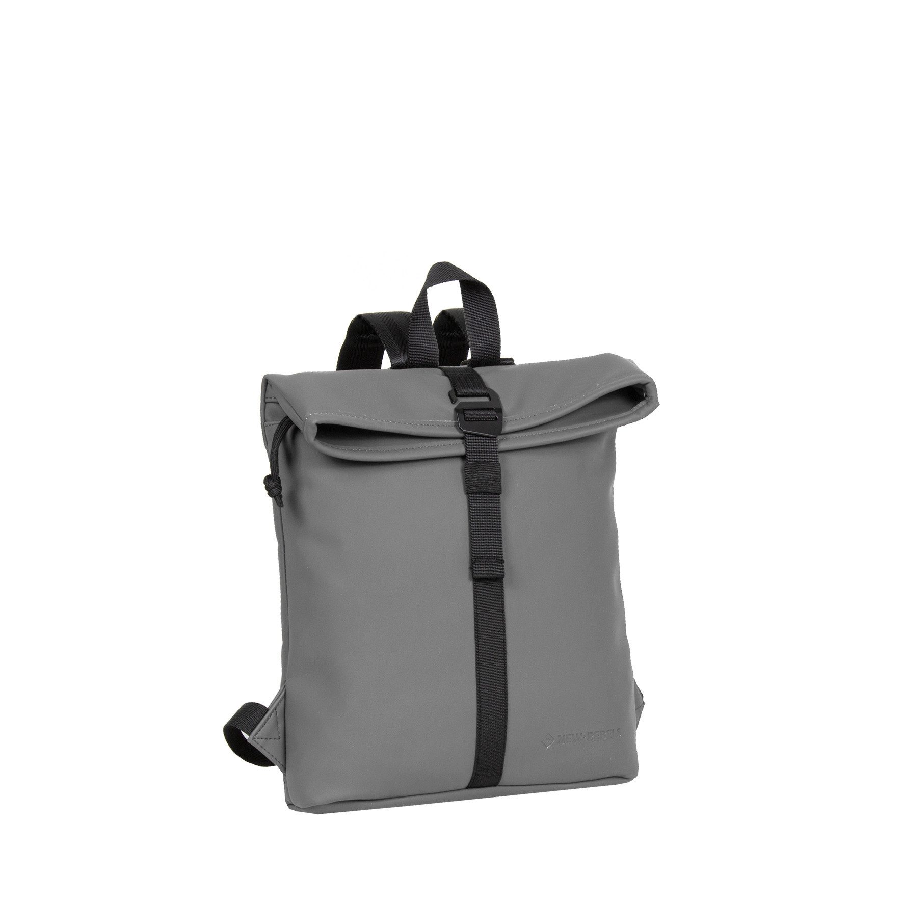 NEW REBELS Cityrucksack kleiner Roll Up RollTop Kurier Rucksack Mart Los Angeles, wasserabweisendes Planenmaterial, anthrazit