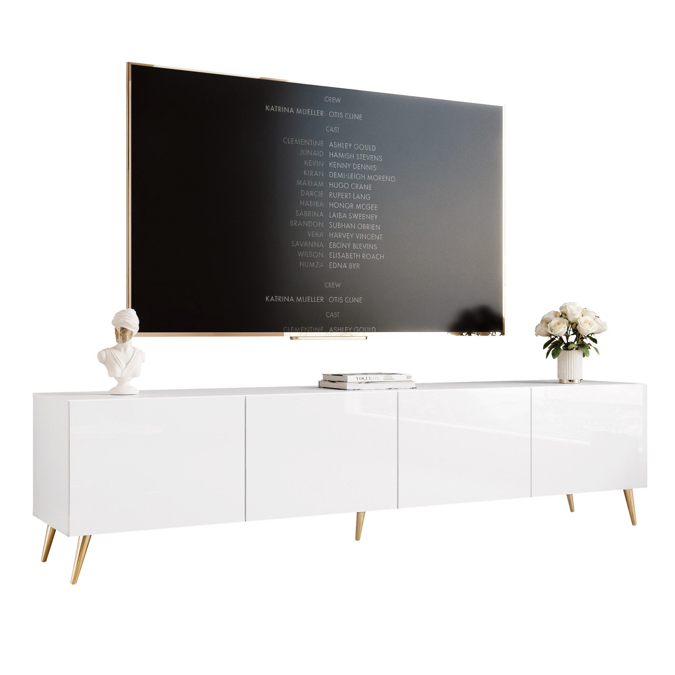 yourhouse24 Lowboard TV ANGEL 200 auf Füßen mit LED-Beleuchtung – Griffloses Design