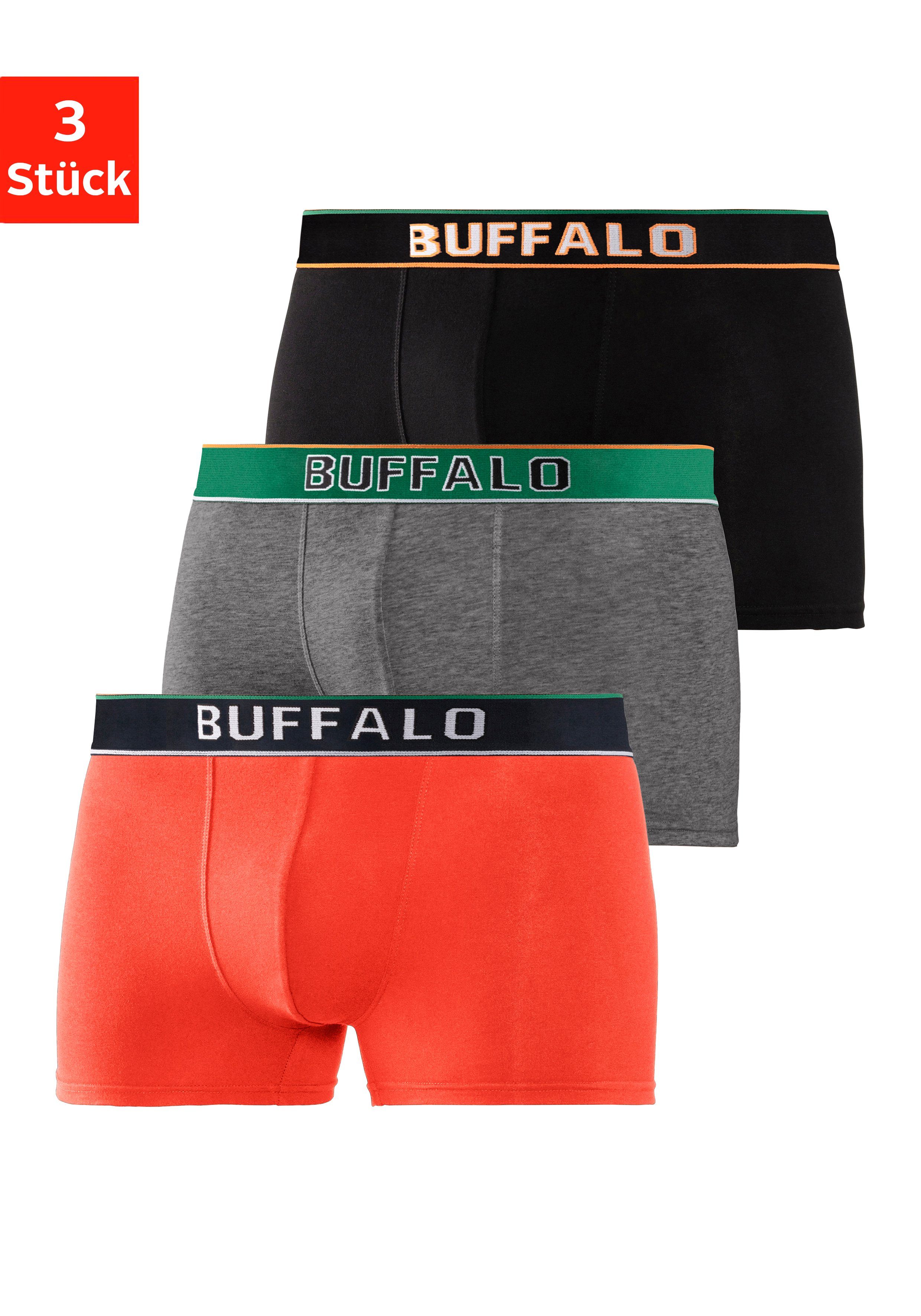 Buffalo Boxer (Packung, 3-St) Webbund im College Design schwarz, orange, anthrazit-meliert