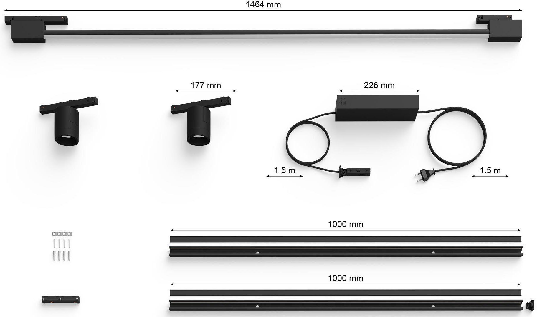 Philips Hue fest LED Wandleuchte Farbwechsler, Gradient Schienensystem LED Tube, Dimmer, integriert