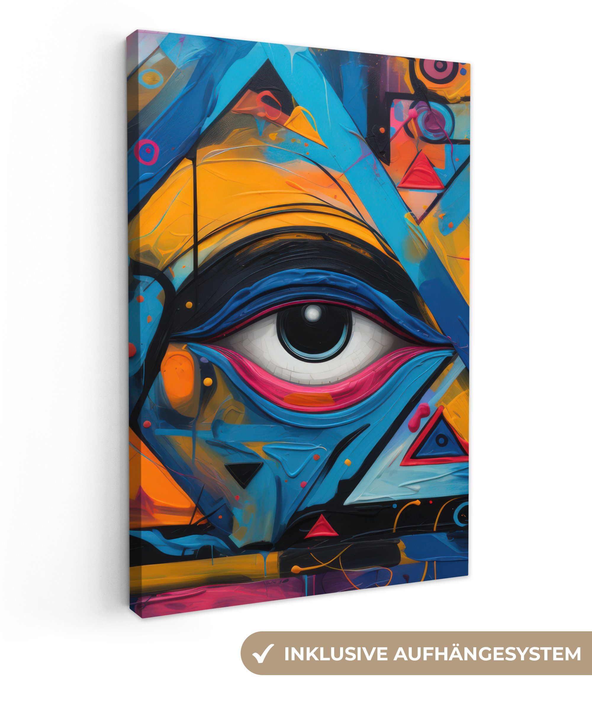 OneMillionCanvasses® Leinwandbild Graffiti - Farben - Auge - Kunst, (1 St), Leinwandbild fertig bespannt inkl. Zackenaufhänger, Gemälde, 20x30 cm