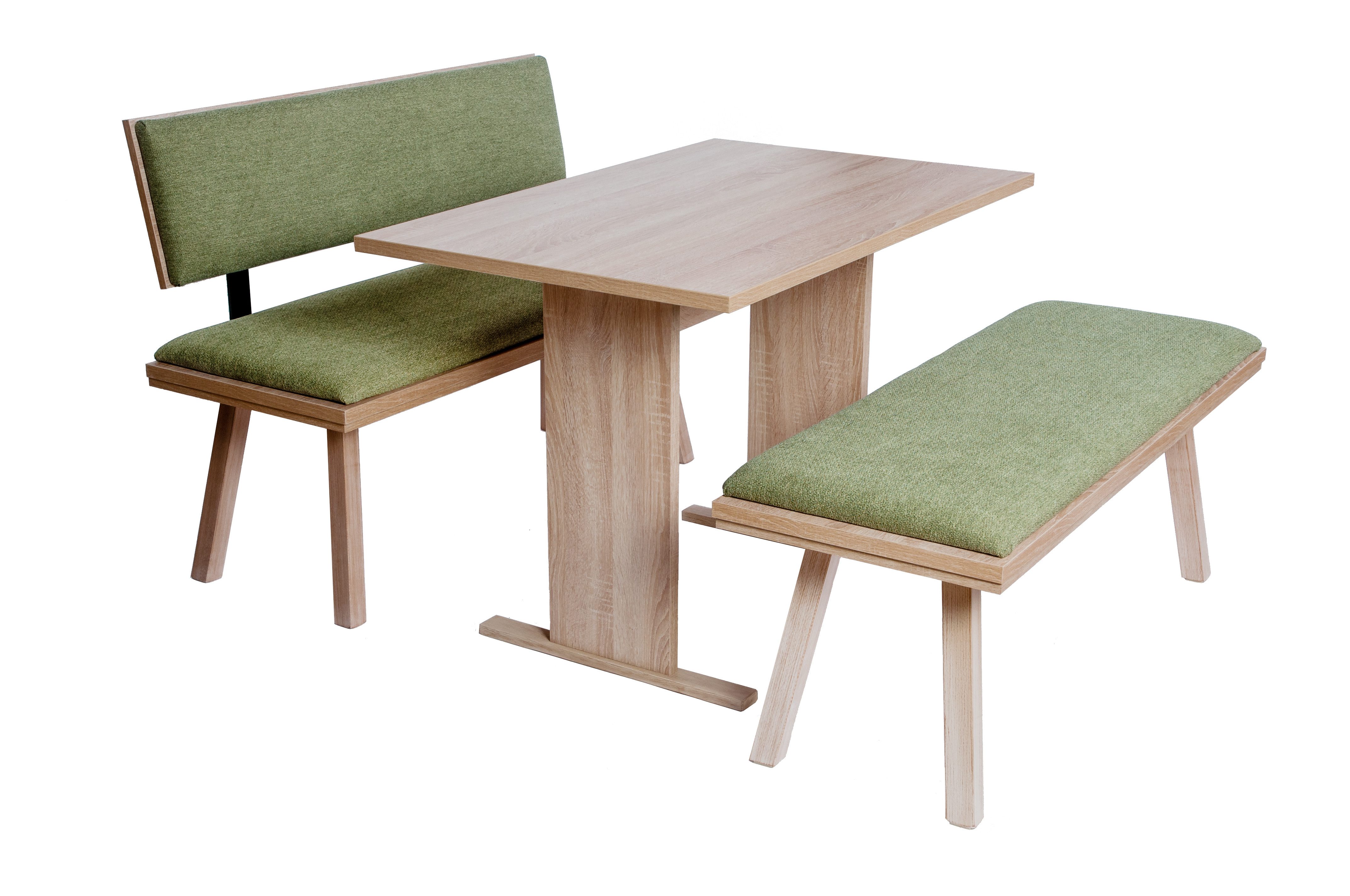 kundler home Eckbankgruppe 'Die Zeitlose' für Esszimmer oder Küche mit Säulentisch, (3er Set), bestehend aus 1 Esszimmerbank mit Lehne, 1 Sitzbank, 1 Tisch