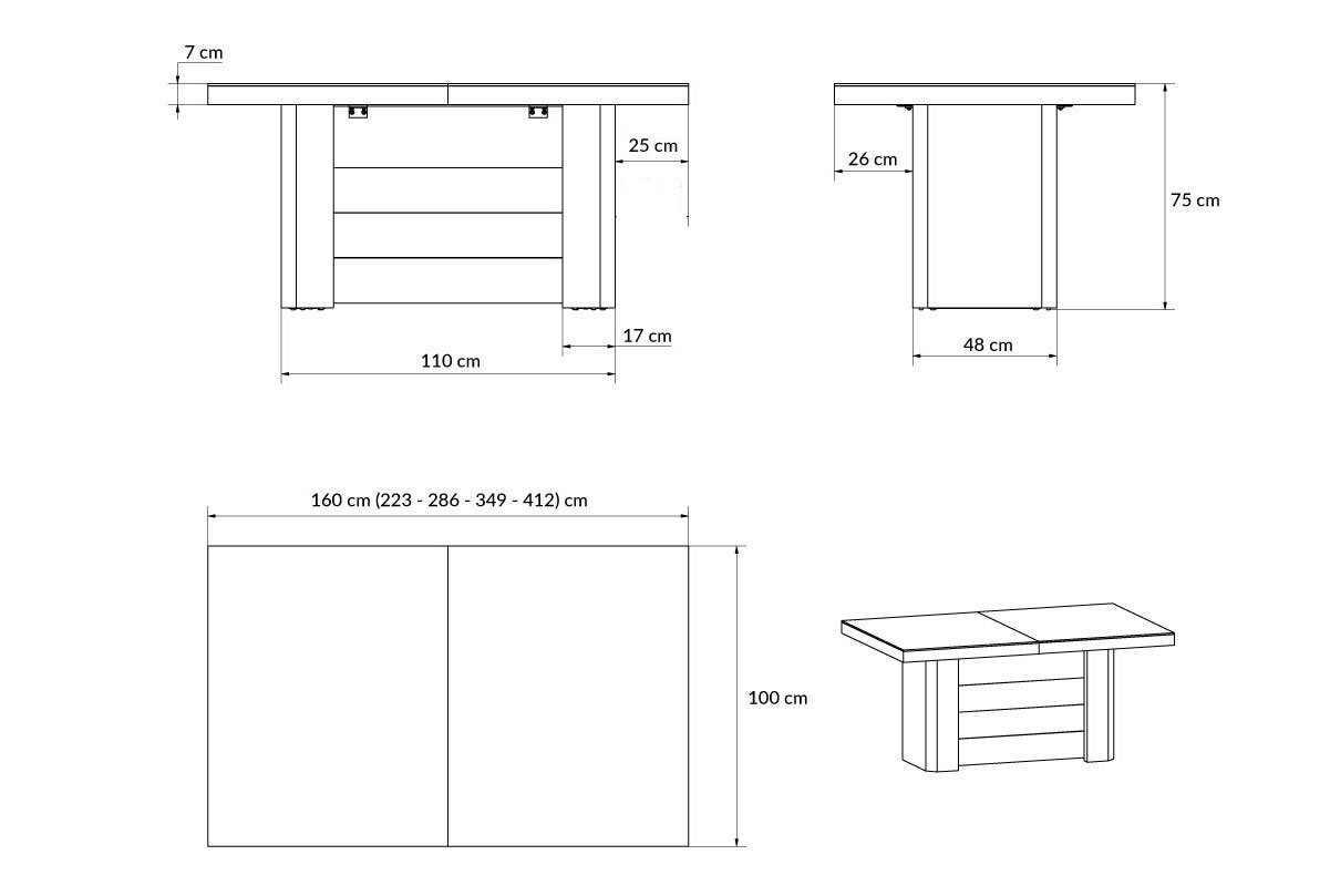 bis 412 Design ausziehbar Weiß designimpex cm Tisch Hochglanz HE-444 Esstisch XXL 160
