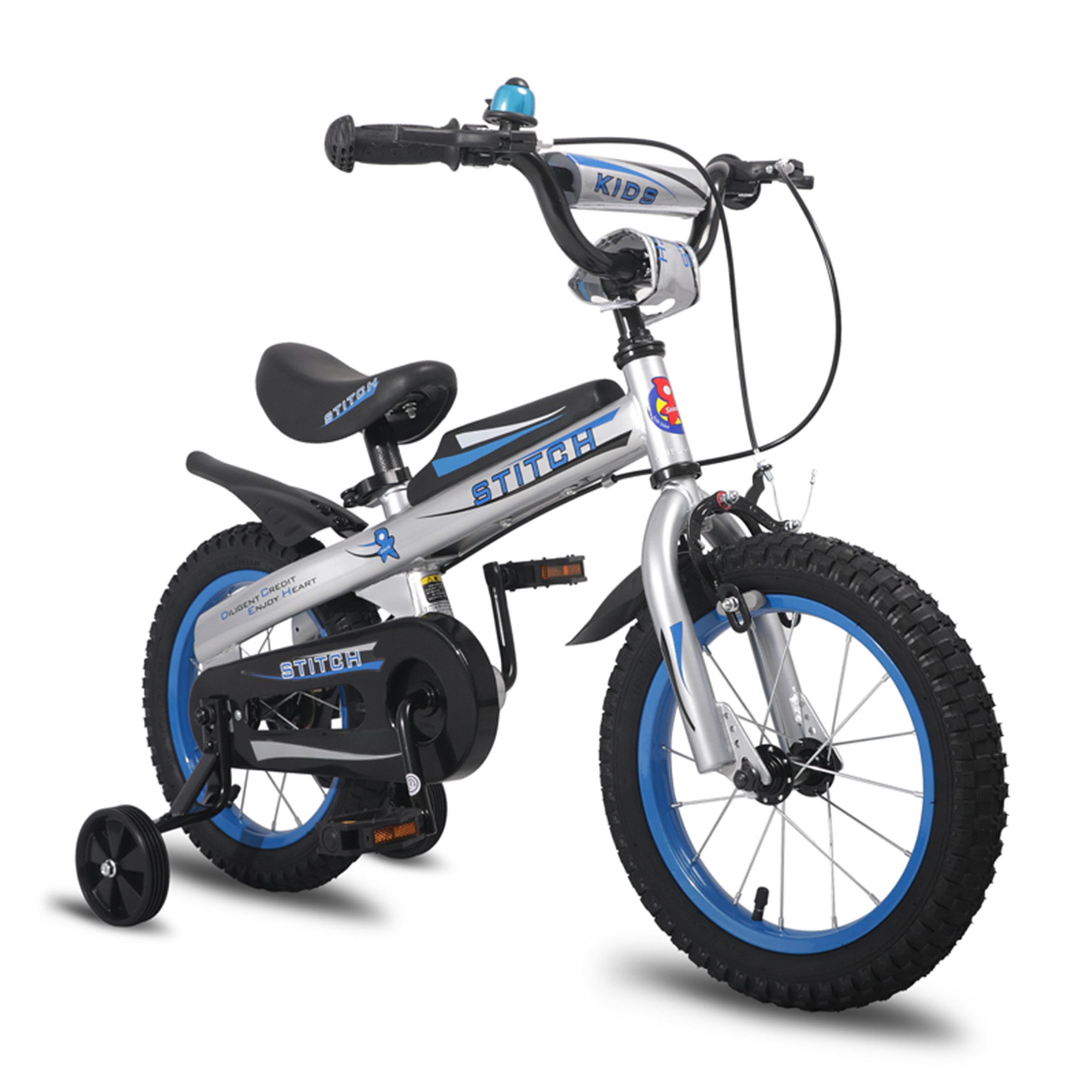 JOYSTAR Kinderfahrrad Chevalier 12/14/16 Zoll Kinderfahrrad für Jungen ab 3-7 Jahre, mit Stützrädern, Handbremse, Kotflügel,Gekapselte Kettenabdeckung