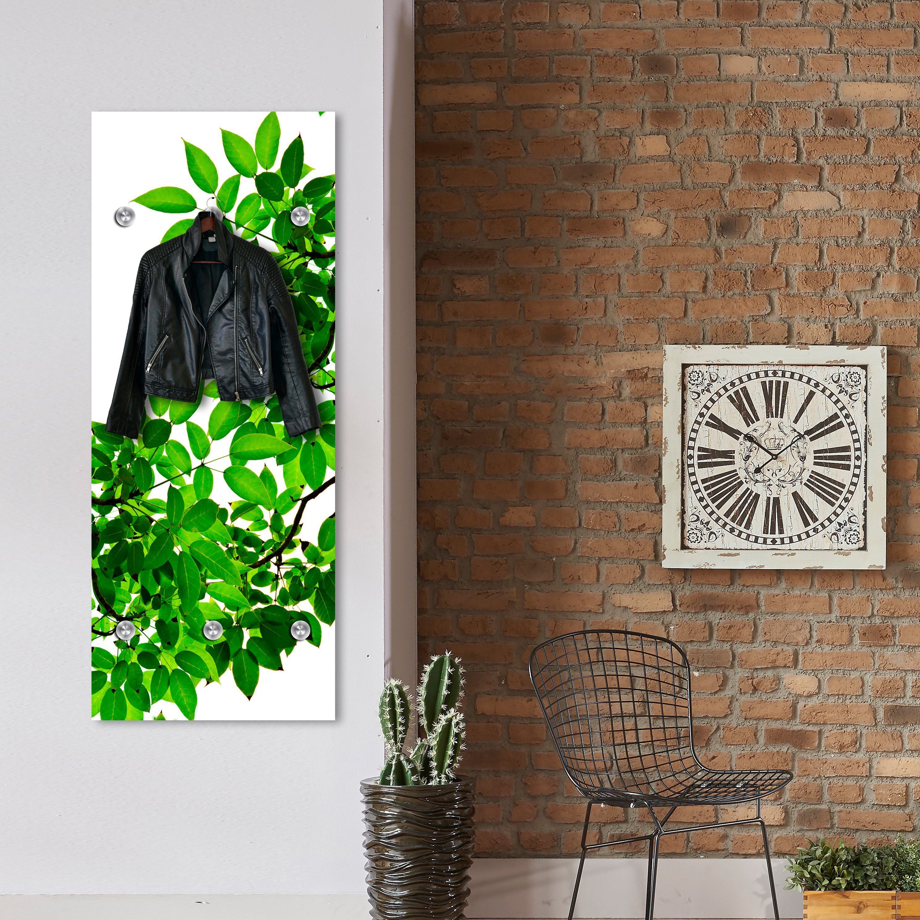 queence Garderobenleiste Blätter, mit 6 Haken, 50 x 120 cm