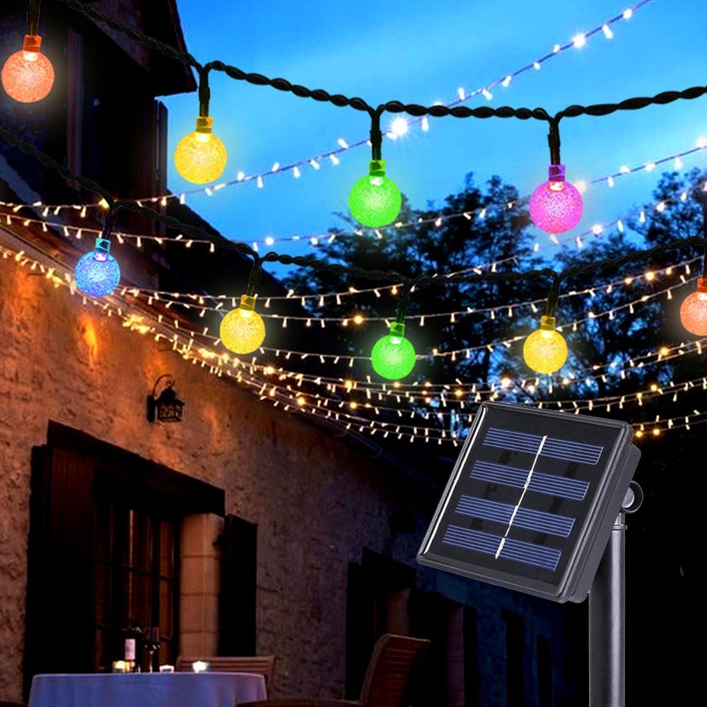 Sunicol Party, LED-Lichterkette Weihnachten Aussen Wasserdicht, Garten, Lichterkette 5/9M für Kugeln, Multicolor Solar Außen Kristall