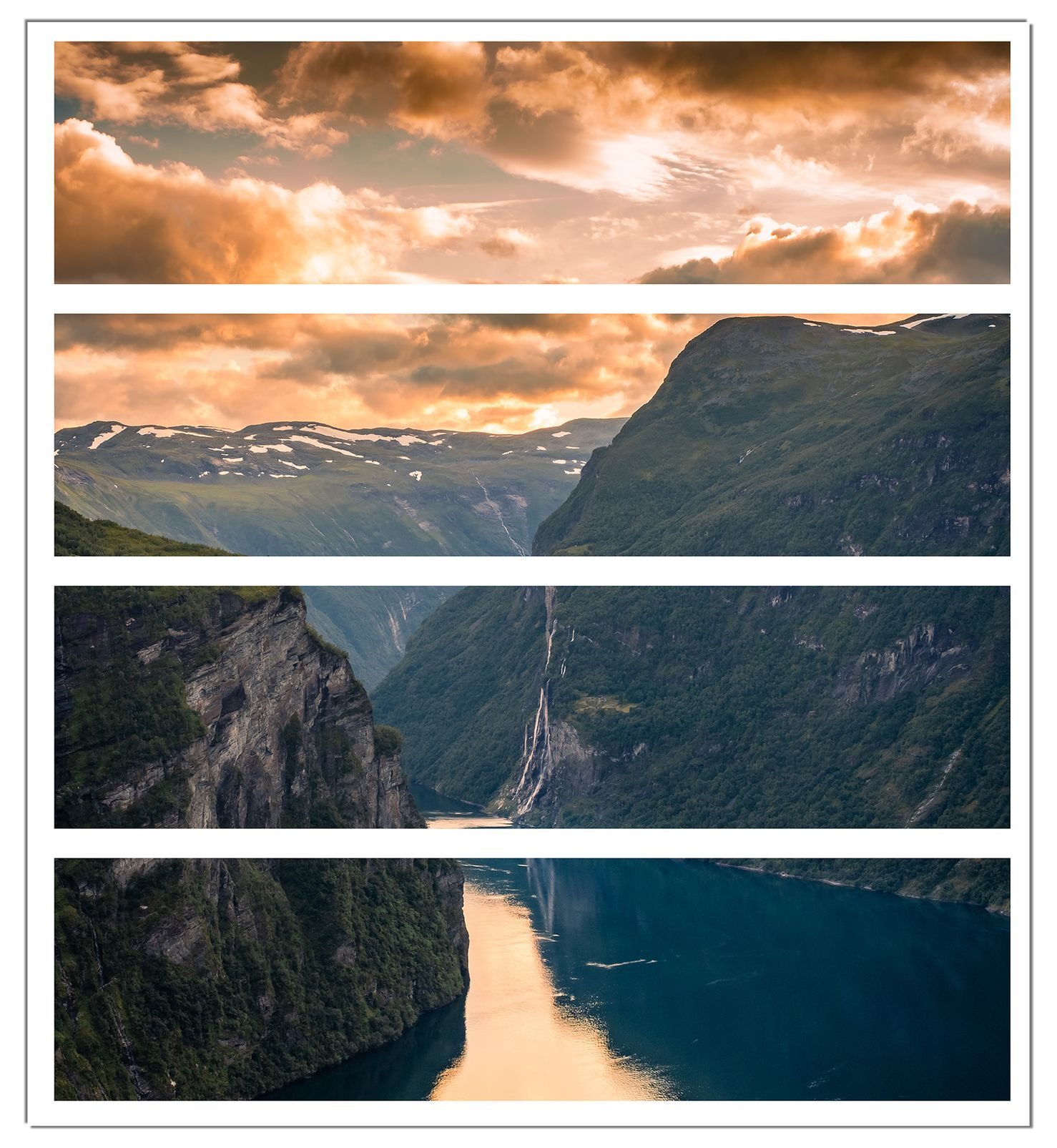 Wallario Möbelfolie Fjord bei Sonnenuntergang
