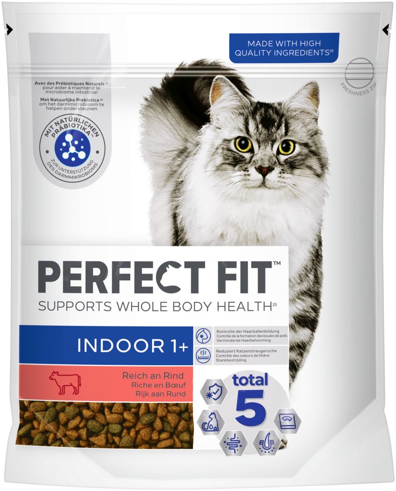 Perfect Fit PERFECT FIT™ Katze Beutel Indoor 1+ mit Rind 750g, Trockenfutter für: Katze