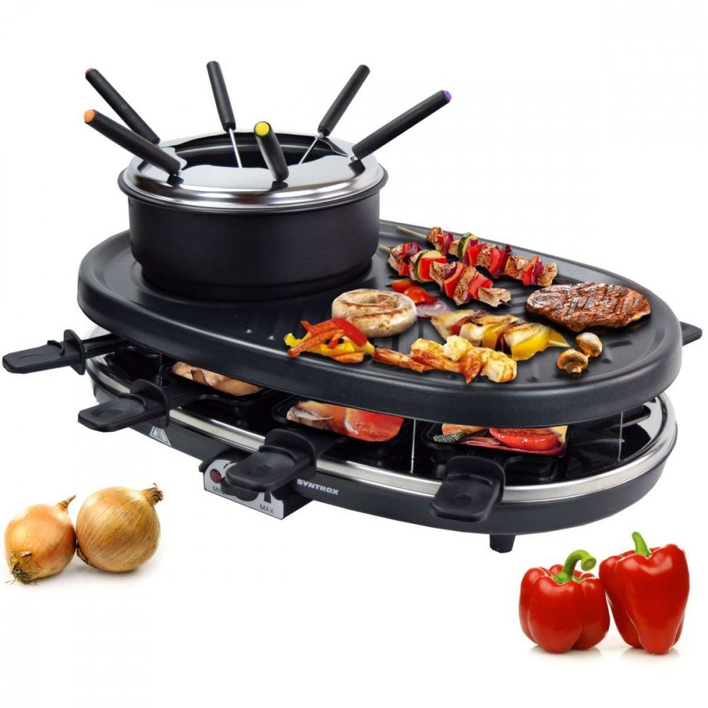 Syntrox Raclette Syntrox Germany 3 in 1 Raclette-Grill-Fondue Appenzell für  8 Personen