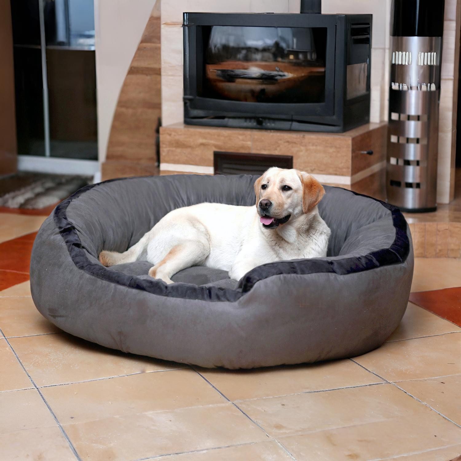 Thumbnail - tierlando® Tierbett LANA Hundebett Hundesofa M L XL Velours MEGA DICK SUPERWEICH
