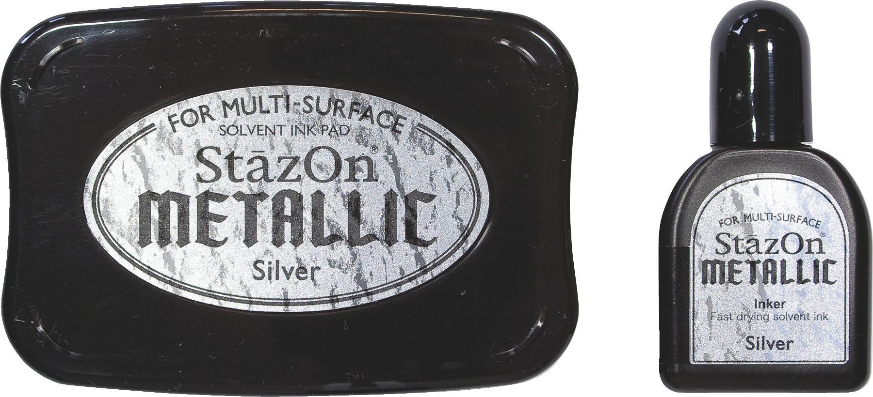 Stempel Stempelkissen 10x6cm metallic silber.