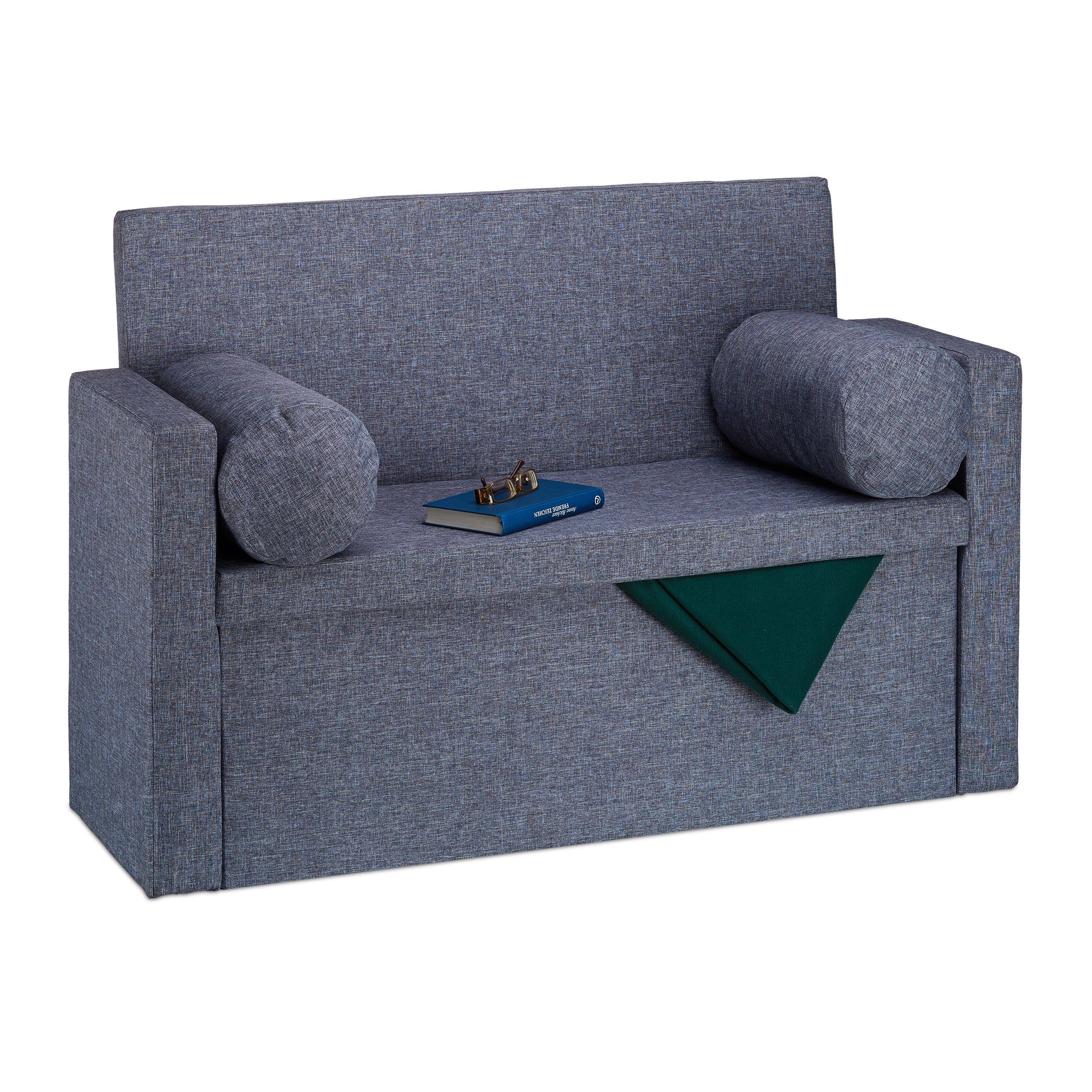 relaxdays Sitzbank Lehne mit Kissen (1-St), Dunkelgrau