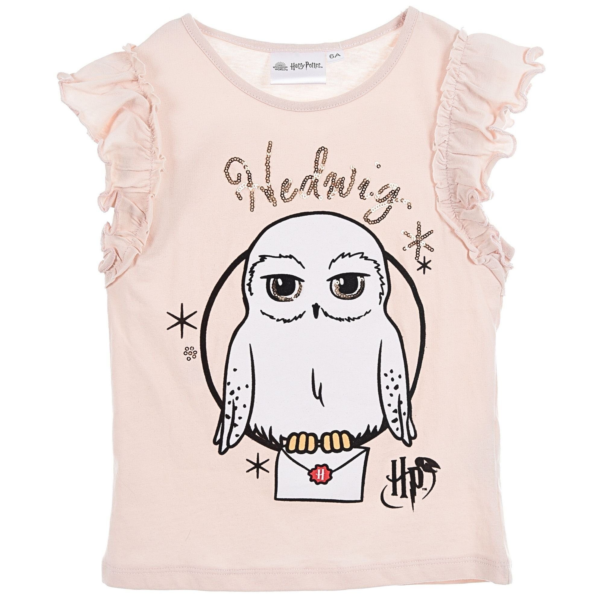 Mädchen T-Shirt Potter - 128 Gr. aus Baumwolle Hedwig Harry 98 Kurzarmshirt cm Rosa