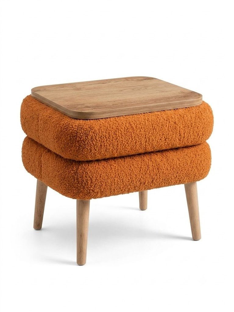 Skye Decor Nachttisch Snug Japandi (1-St), Teddy-Optik mit Buchenholzbeinen
