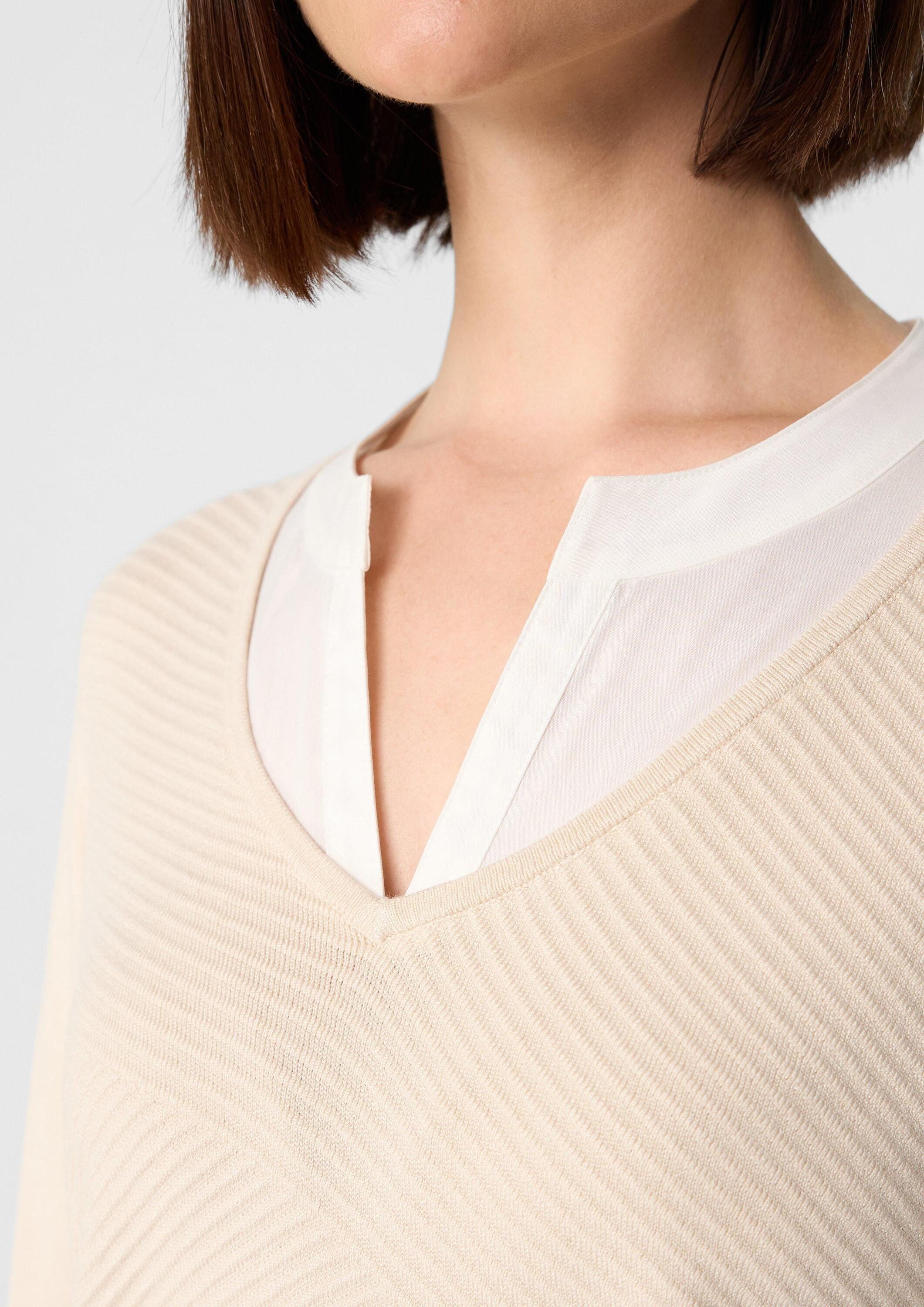 comma Longpullover Strickpullover 2-in-1-Pullover in Layering-Optik