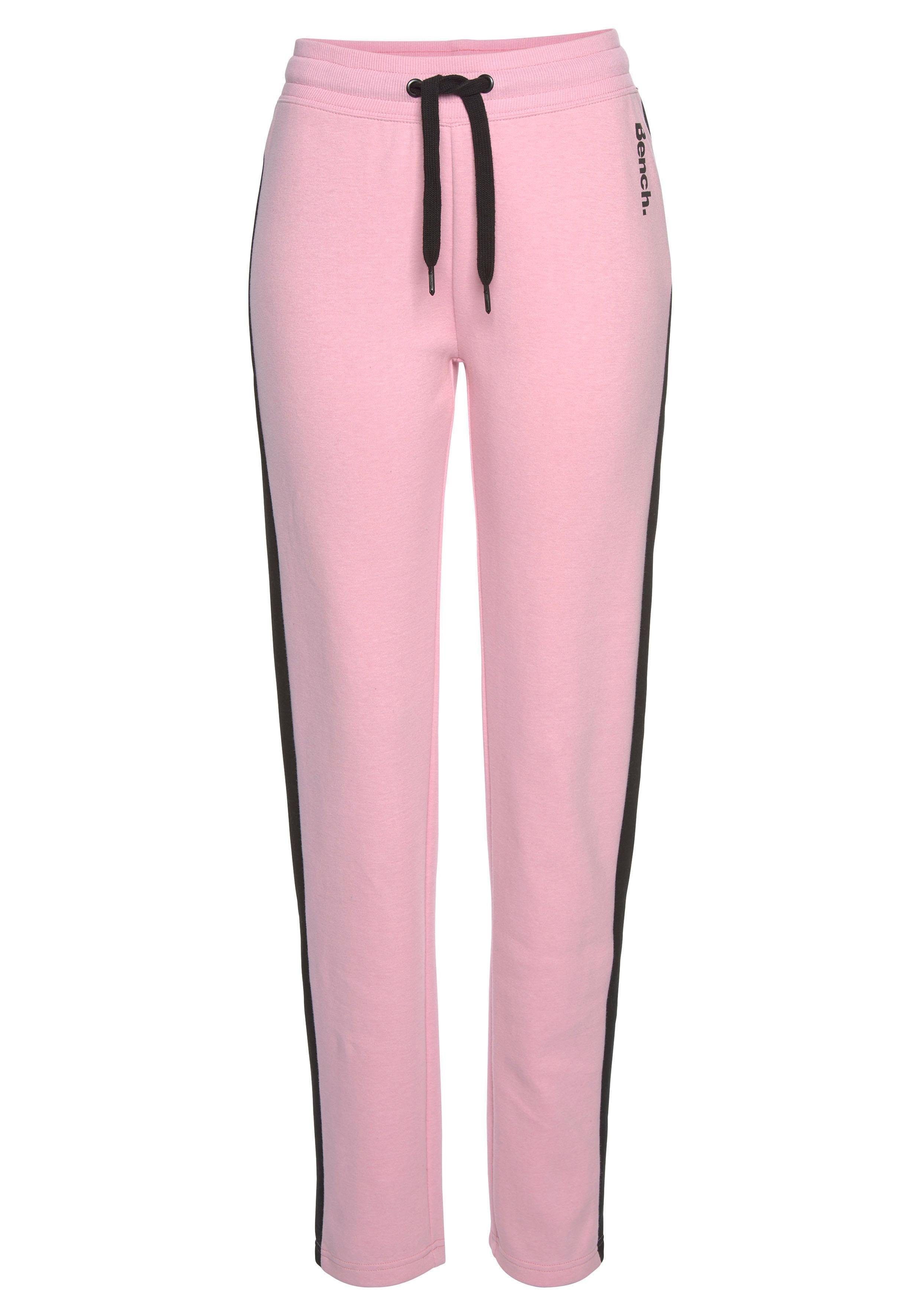 Seitenstreifen geradem rosa-schwarz und Loungewear mit Loungeanzug Loungehose Bein, Bench.