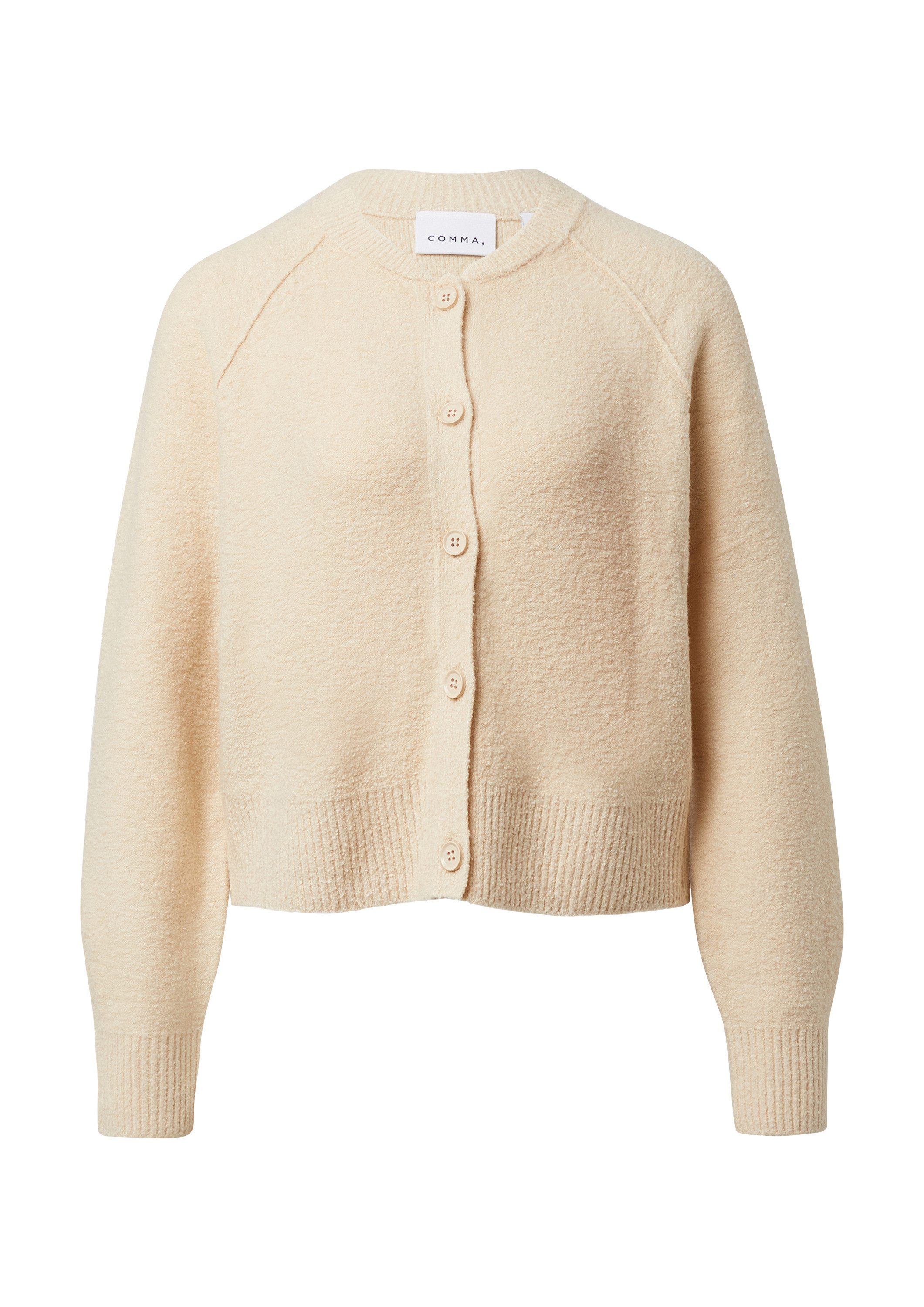 comma Cardigan Strickjacke Kurzer Strickcardigan aus Bouclé günstig online kaufen
