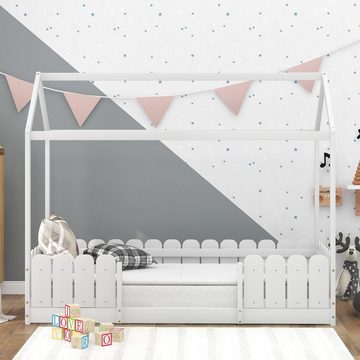 REDOM Kinderbett Kinder Bett Jugendbett Holzbett Massivholzbett Hausbett Kinderhaus (90x200 cm ohne Matratze aus Kiefer Holz)