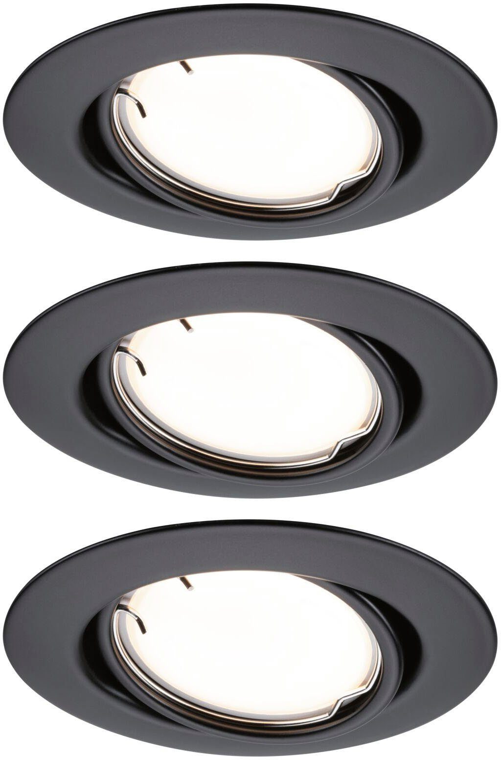 3x430lm Schwarz Base Basisset Zigbee LED matt, 230V integriert, Warmweiß, Paulmann fest LED Einbauleuchte